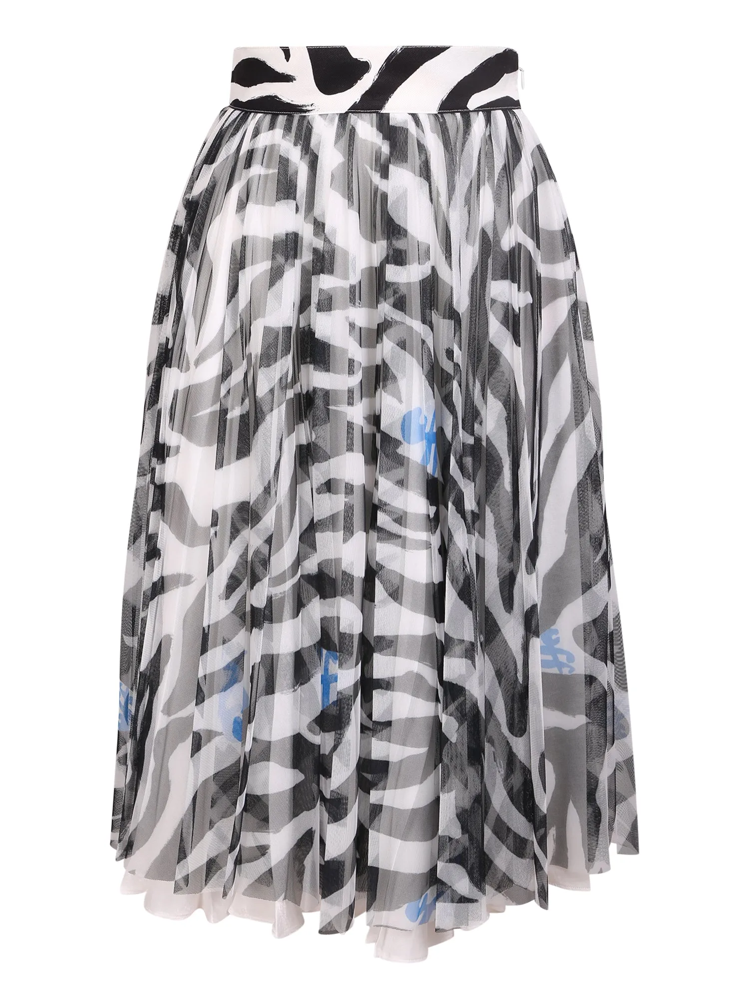 Off-White Leopard Printed Pleated Tulle Skirt