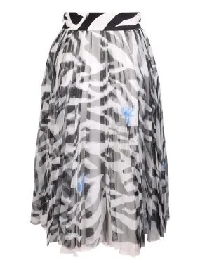 Off-White Leopard Printed Pleated Tulle Skirt