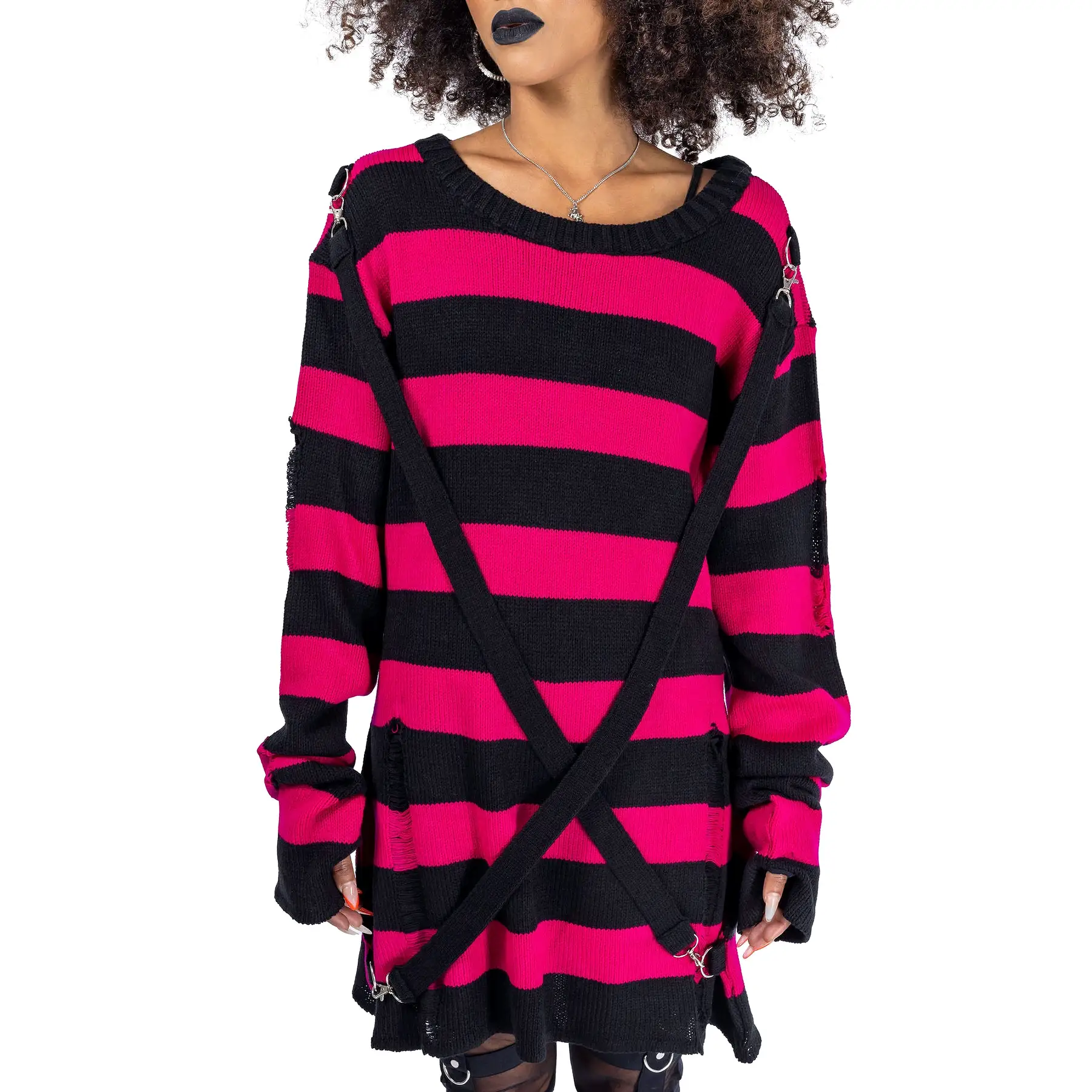 ORIANA JUMPER - BLACK/DARK PINK