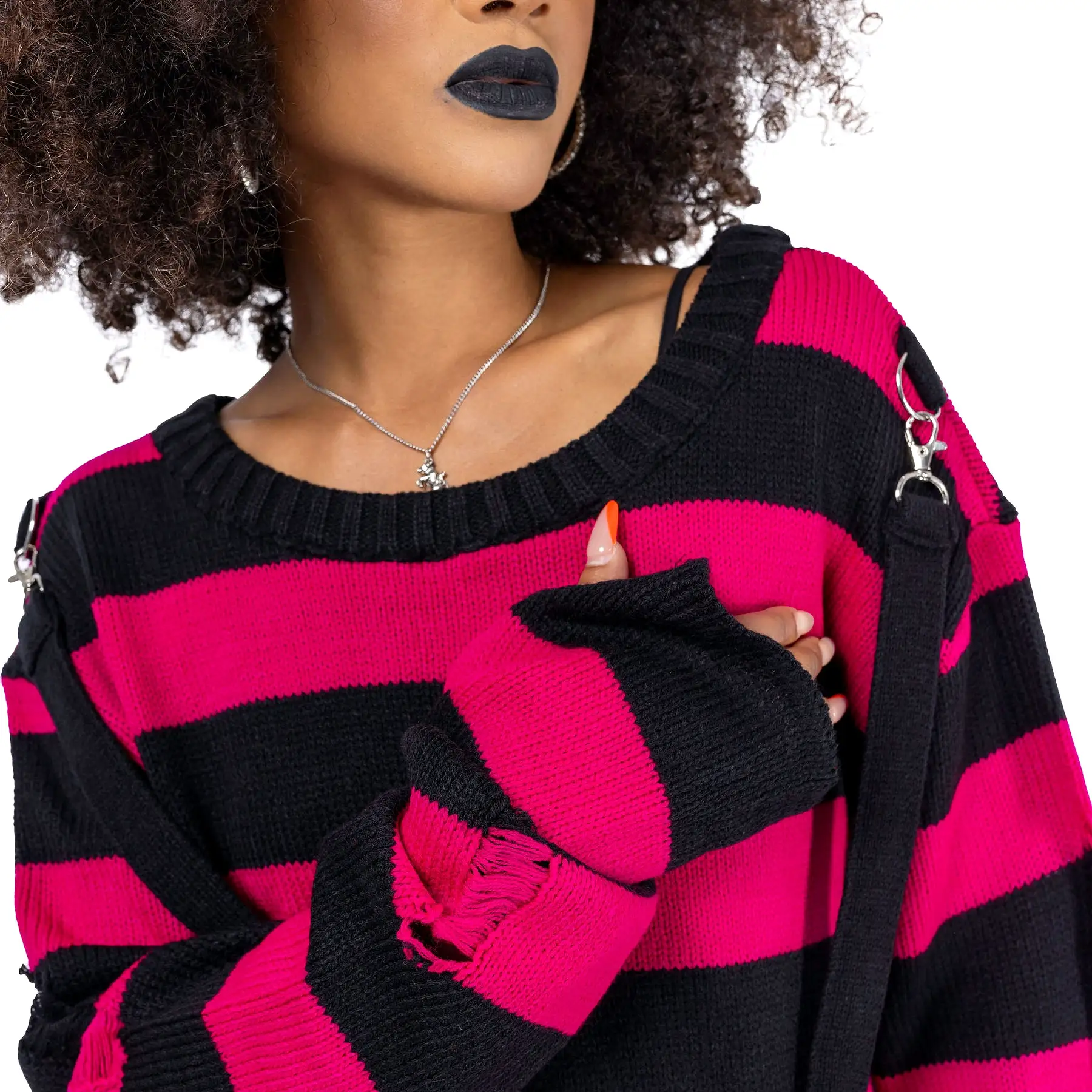 ORIANA JUMPER - BLACK/DARK PINK