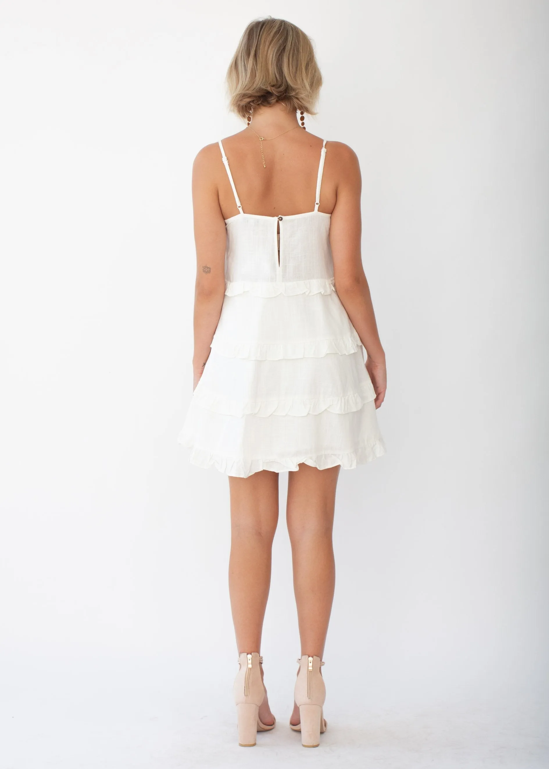 Petra Linen Swing Dress - White