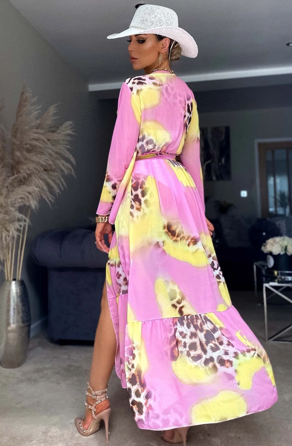 Pink Ivanna Beach Cover Up Maxi Wrap Dress