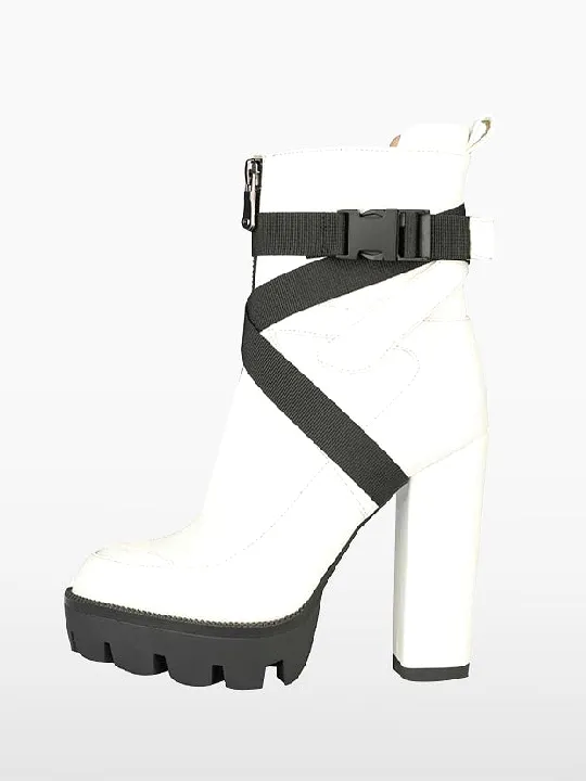 Platform Round Toe High Heel Ankle Boots