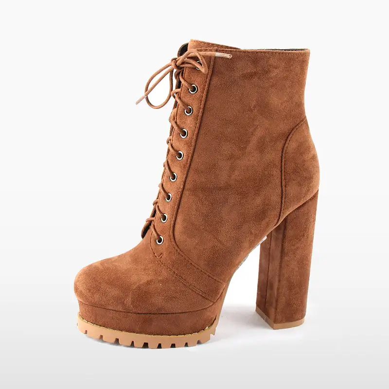 Platform Round Toe High Heel Ankle Boots