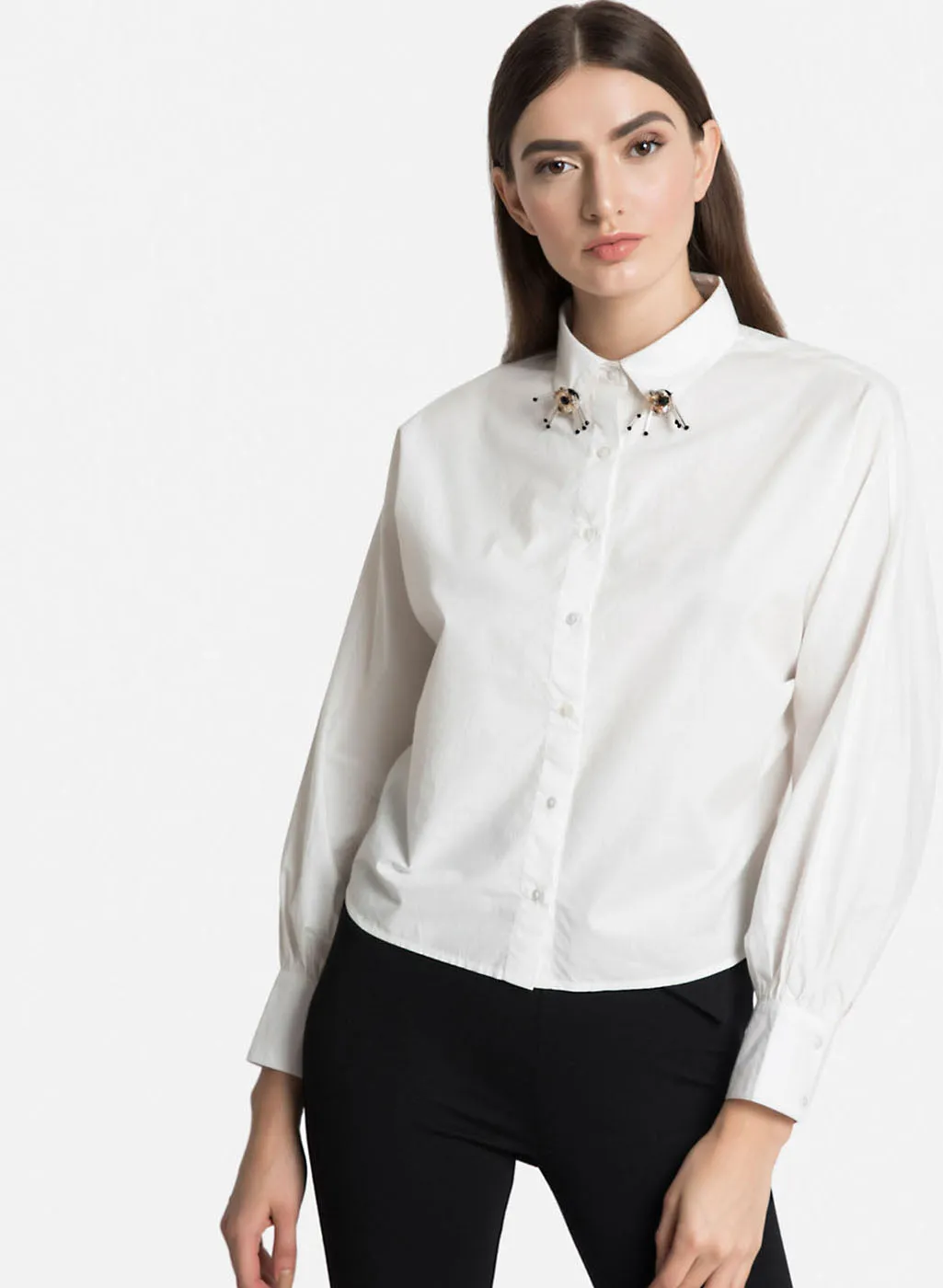 Poplin Shirt With Embellished