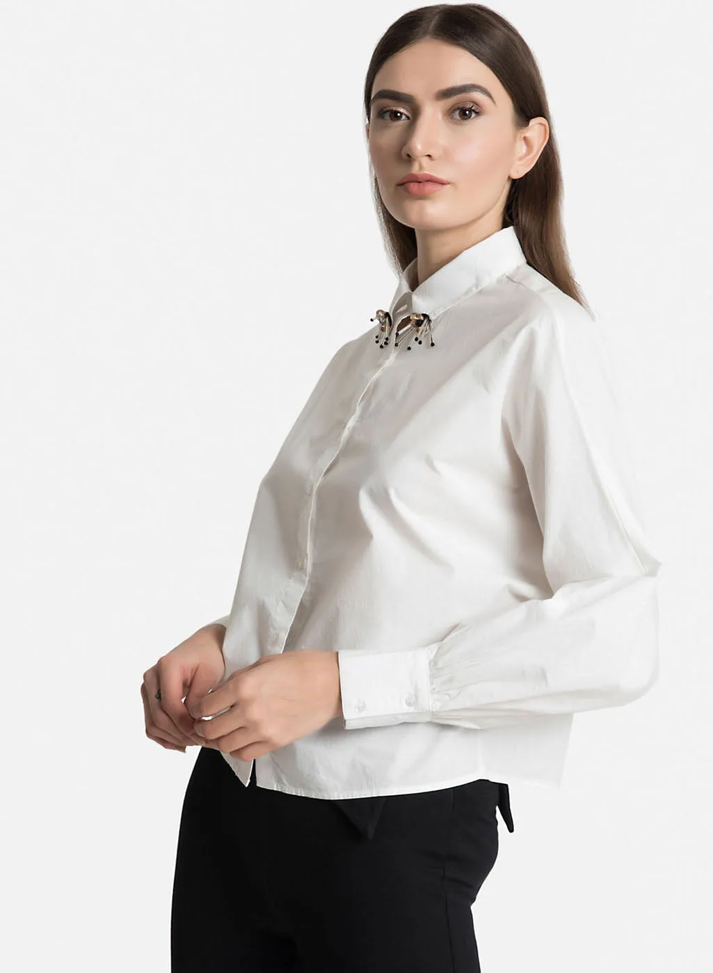 Poplin Shirt With Embellished