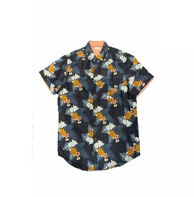 Print Hawaiian Navy Shirt