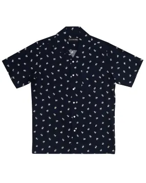 Printed Flower On Dark Navy Shirt