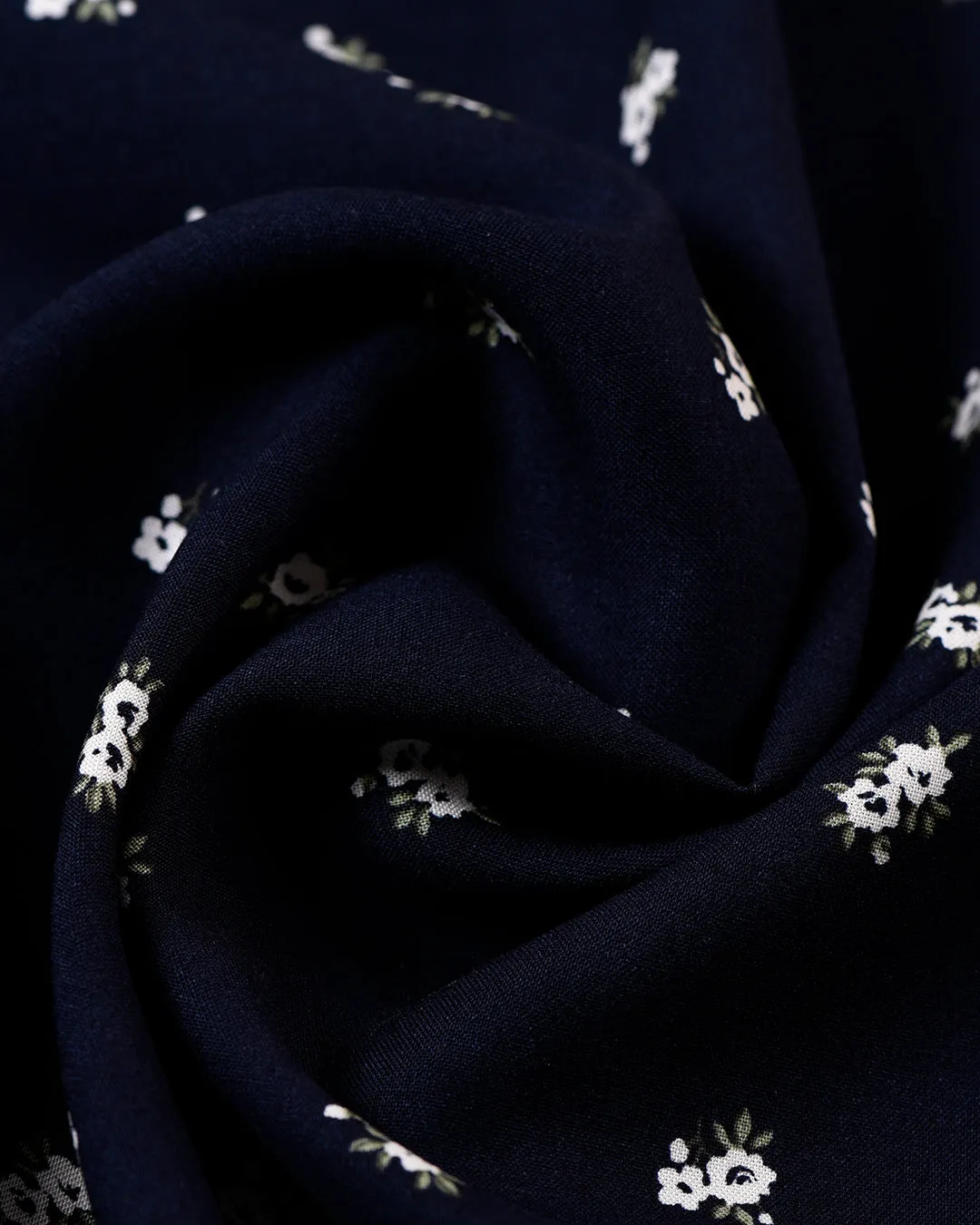 Printed Flower On Dark Navy Shirt