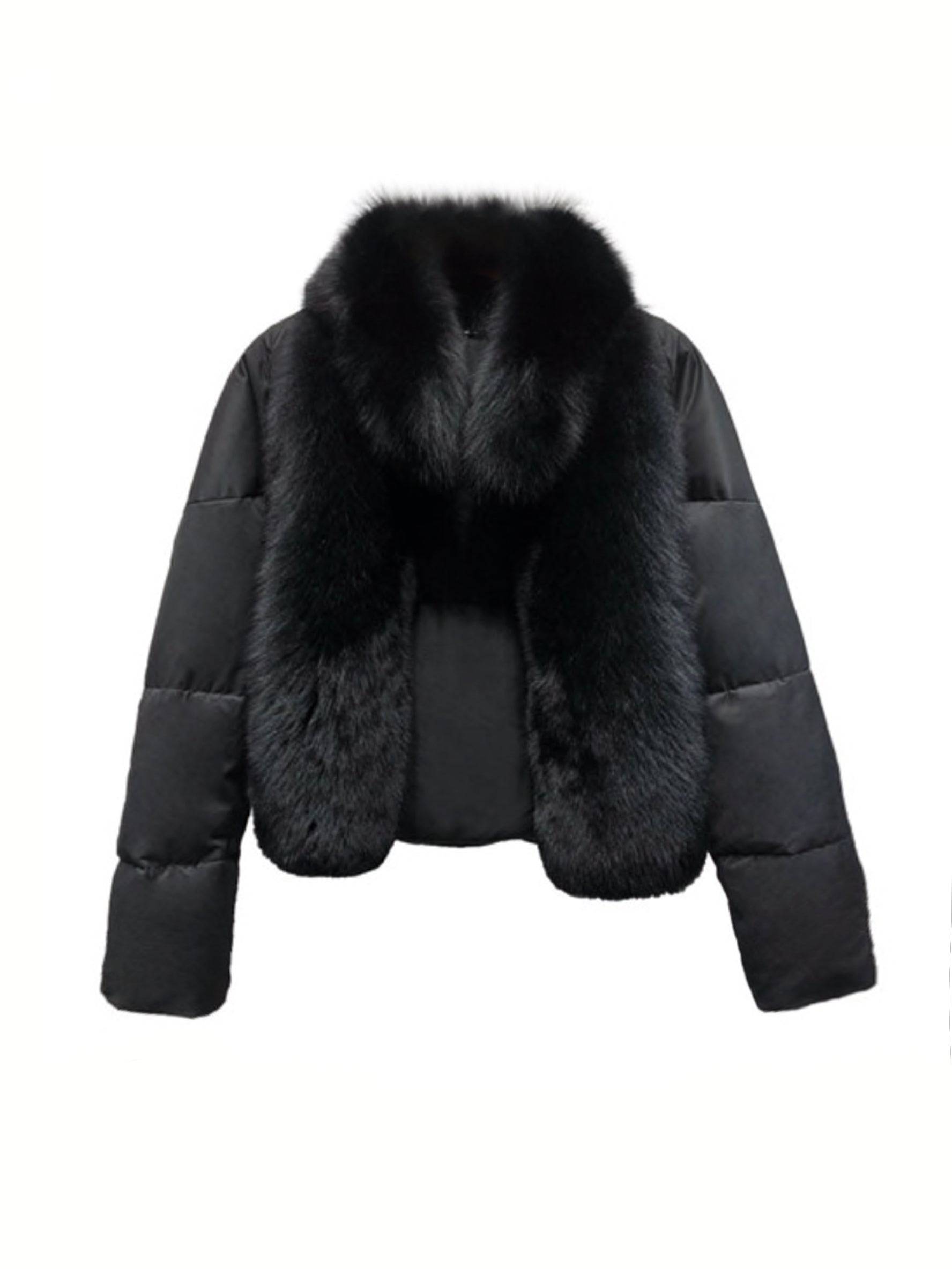 Puffer Coat With Fox Fur Collar