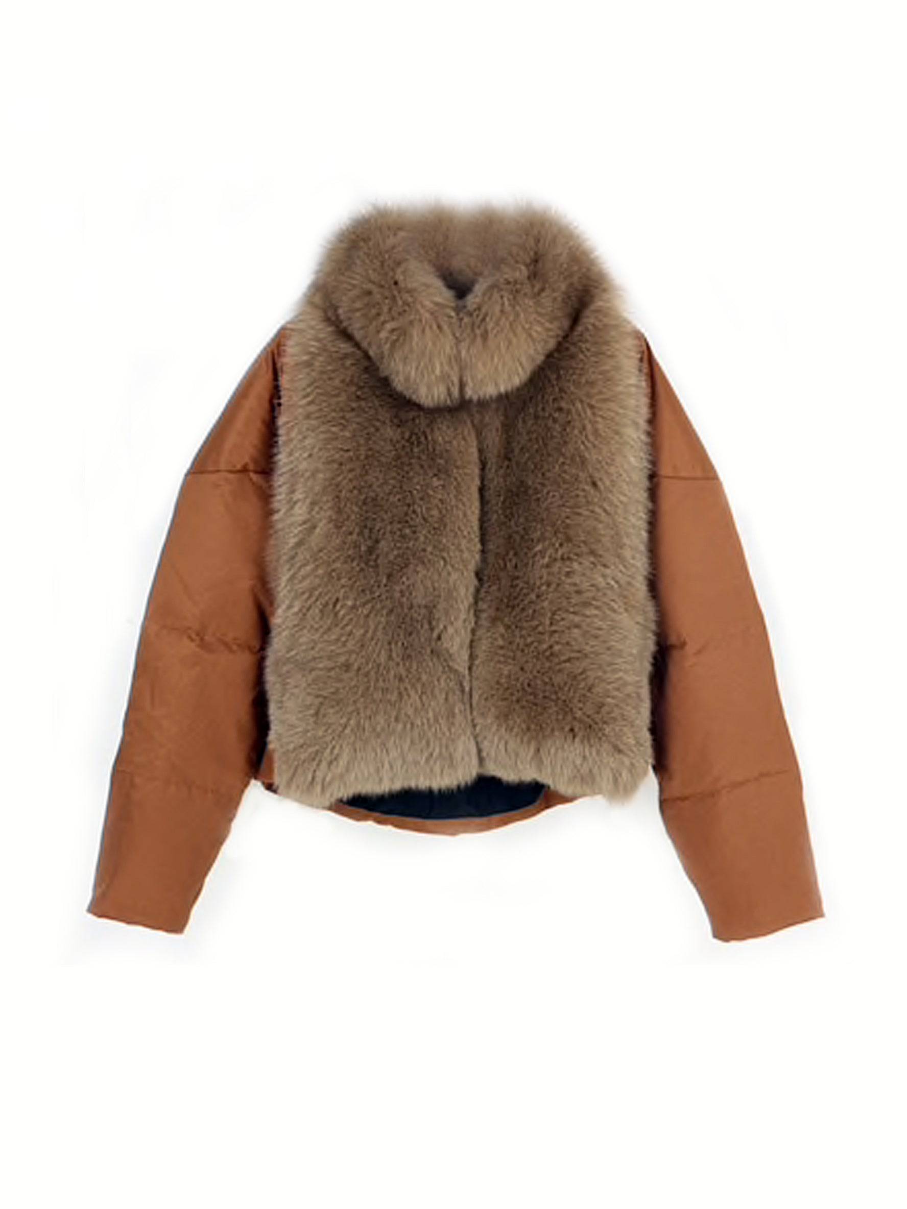 Puffer Coat With Fox Fur Collar