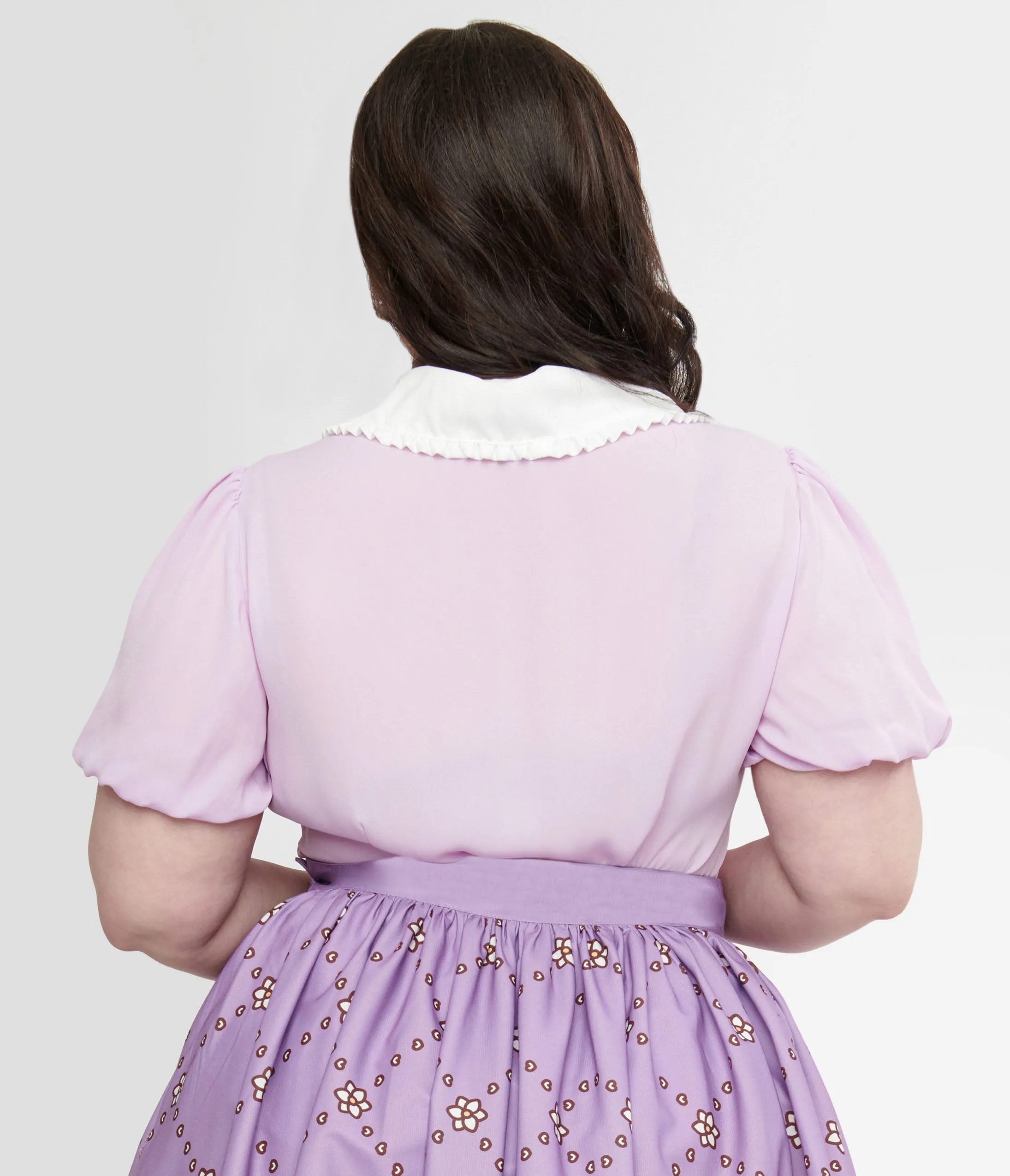 Pusheen x Unique Vintage Plus Size Lavender Pusheen Springtime Embroidered Oversized Collar Blouse