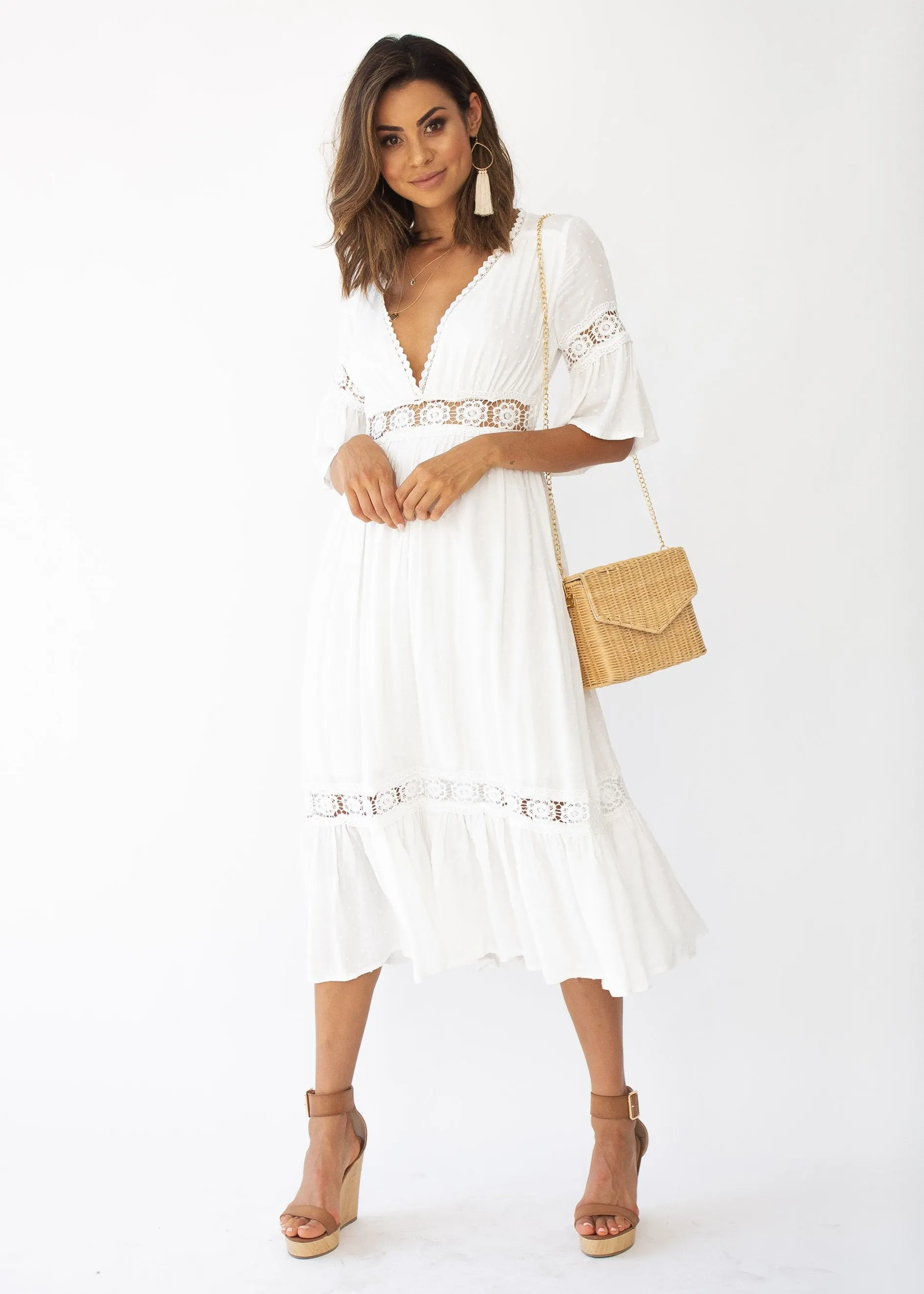 Radiate Midi Dress - White