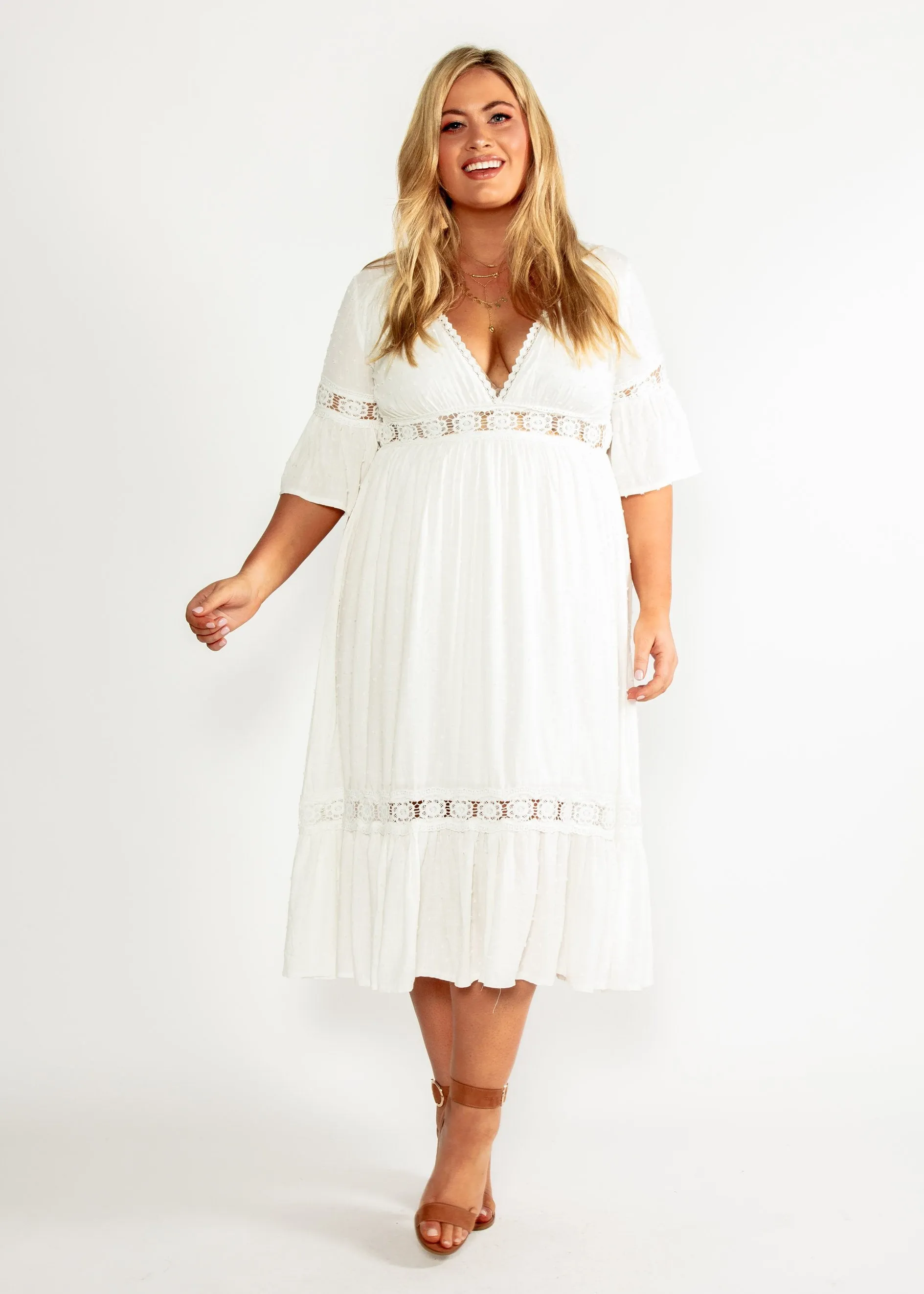 Radiate Midi Dress - White