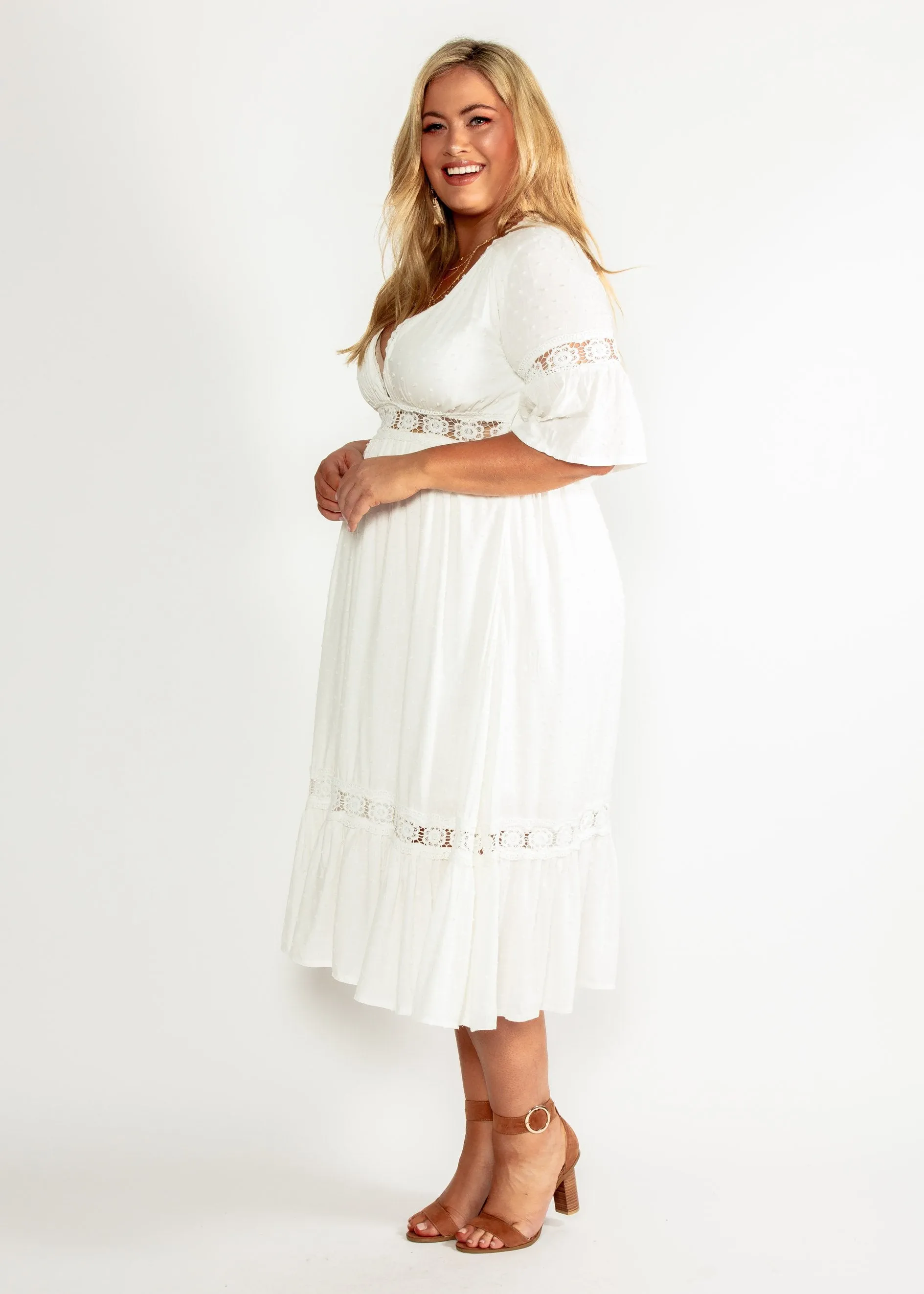 Radiate Midi Dress - White