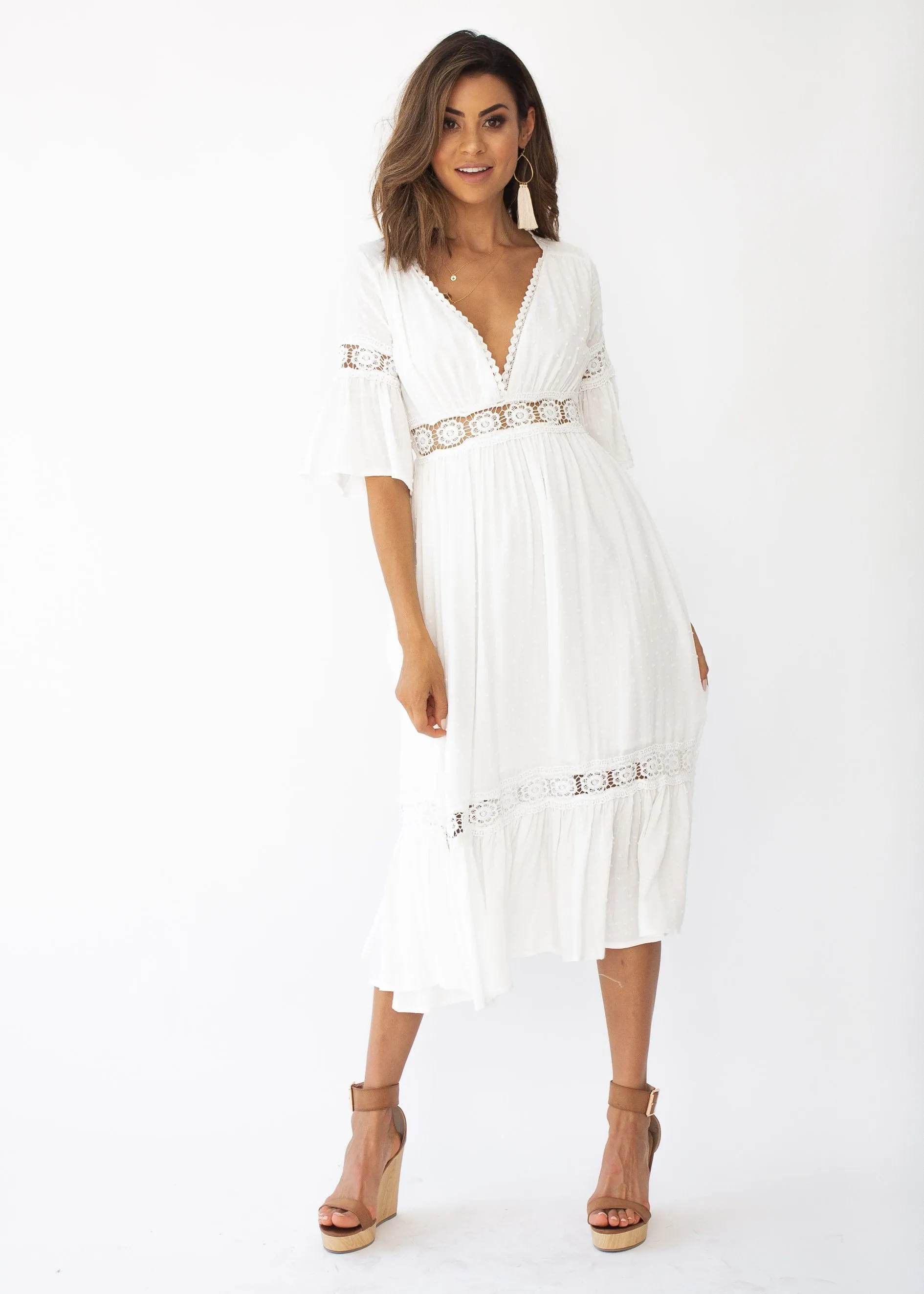 Radiate Midi Dress - White