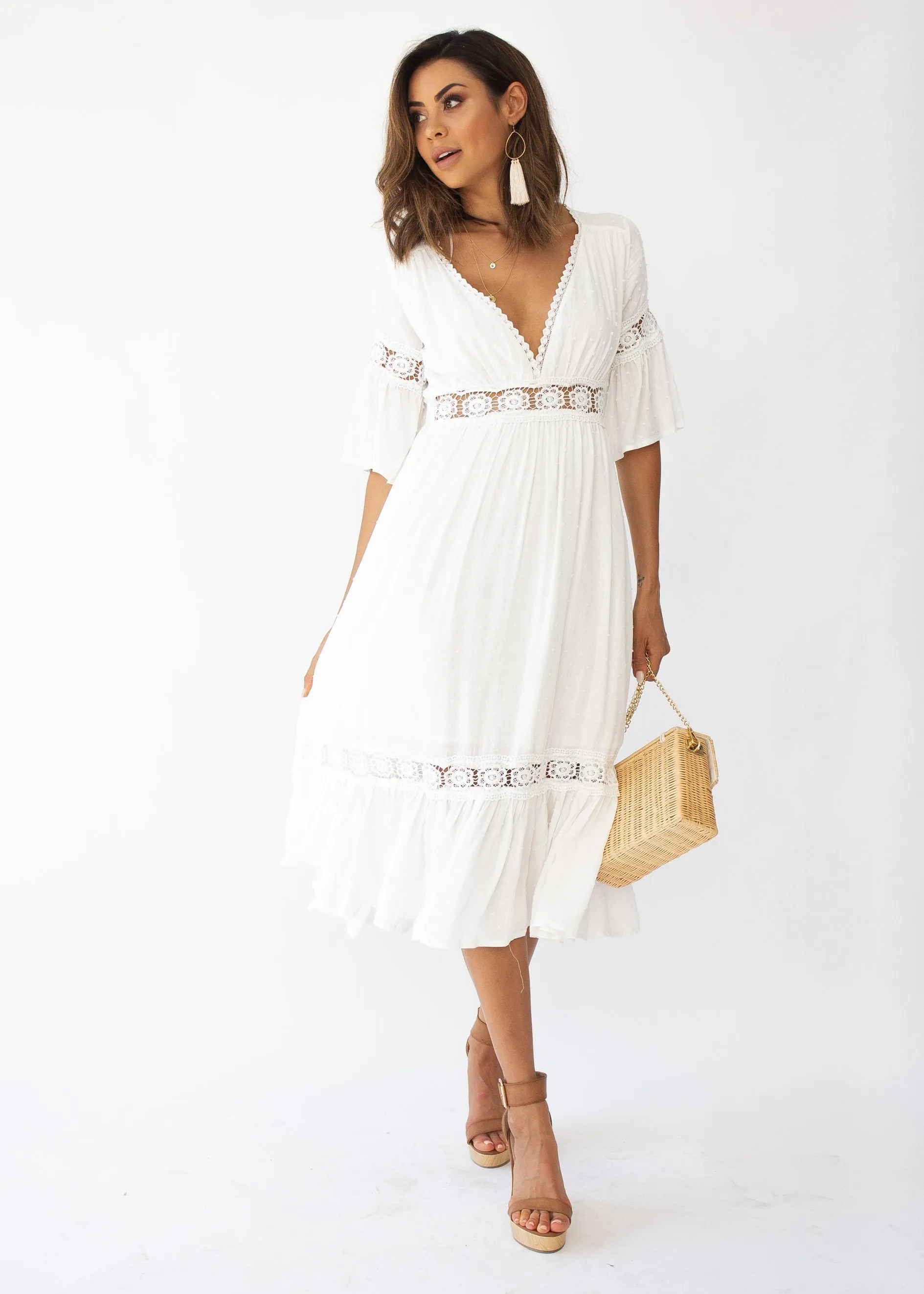 Radiate Midi Dress - White