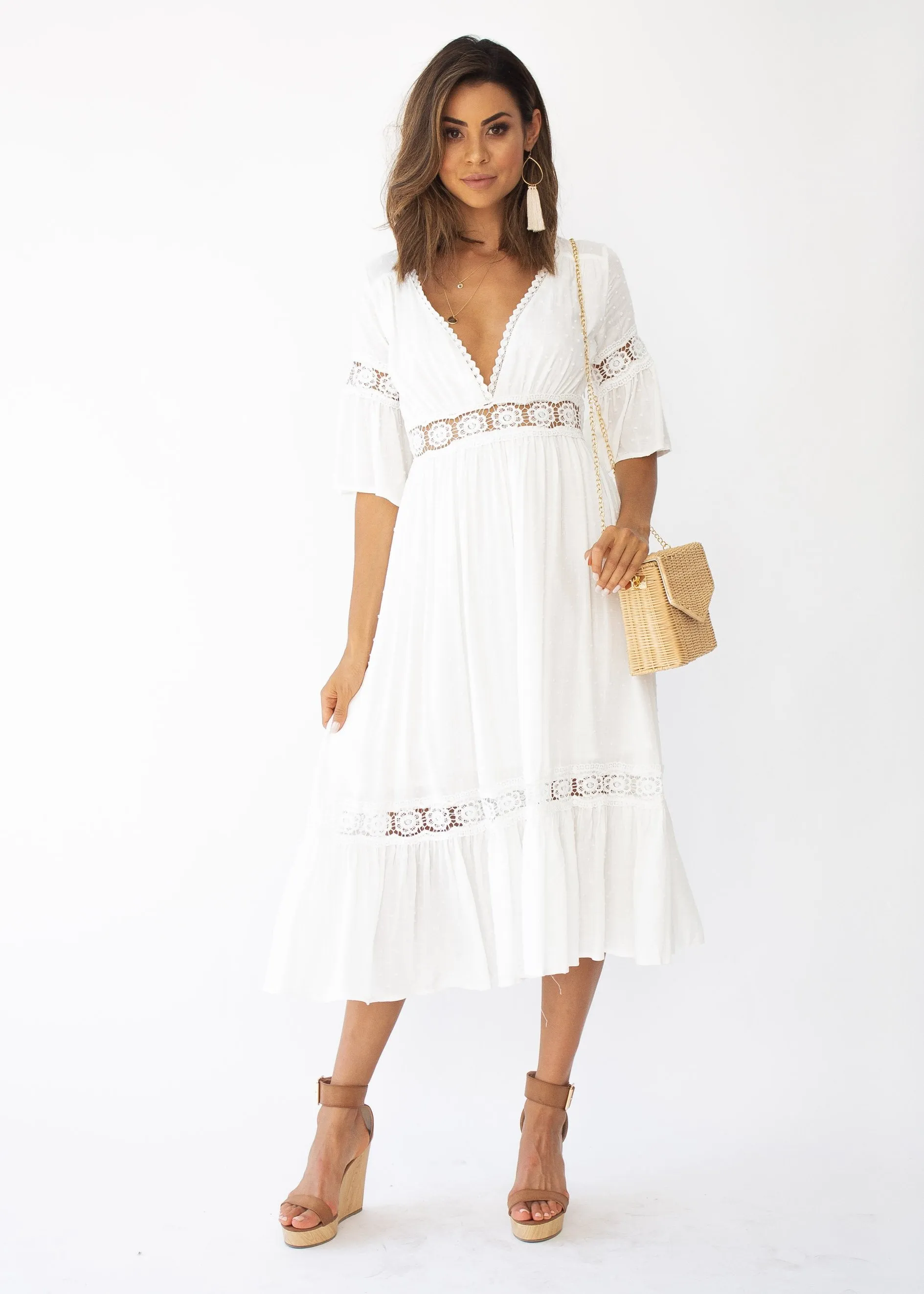 Radiate Midi Dress - White