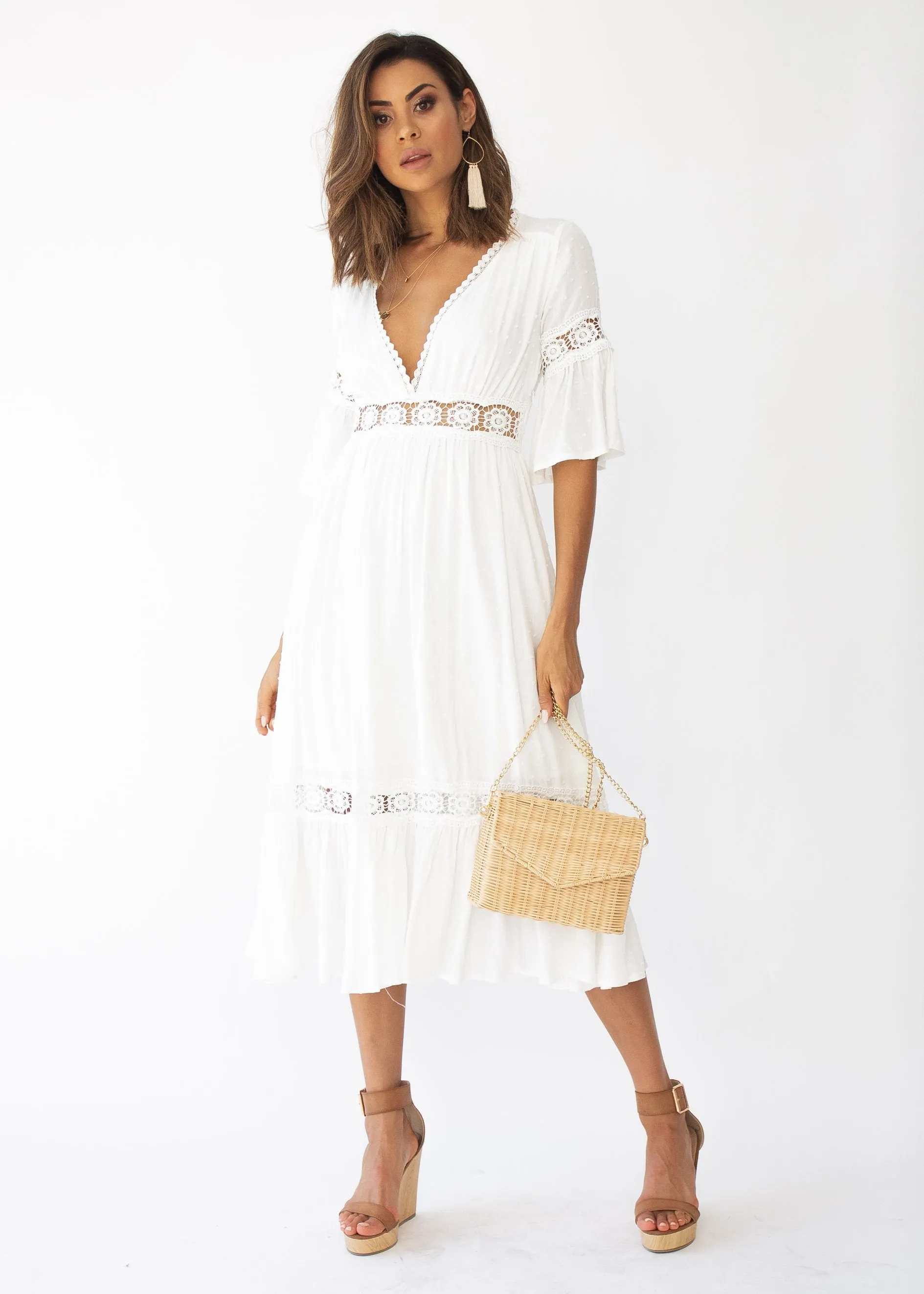 Radiate Midi Dress - White