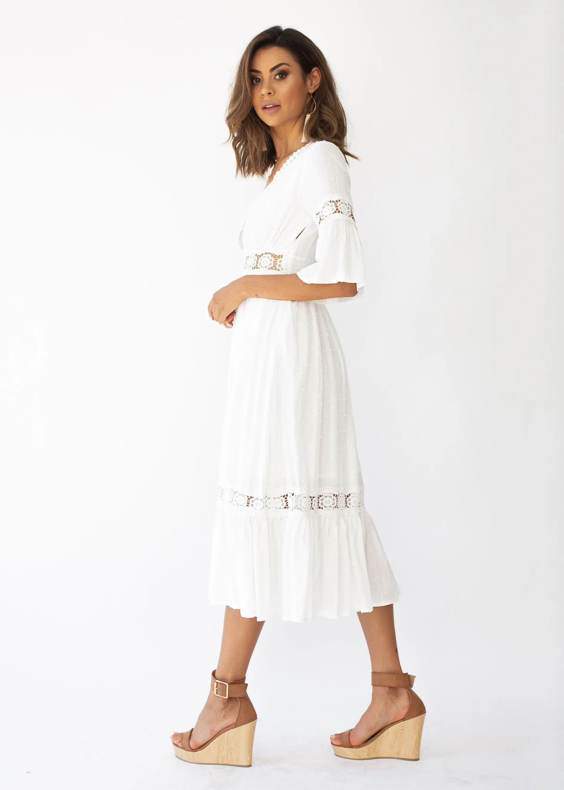 Radiate Midi Dress - White