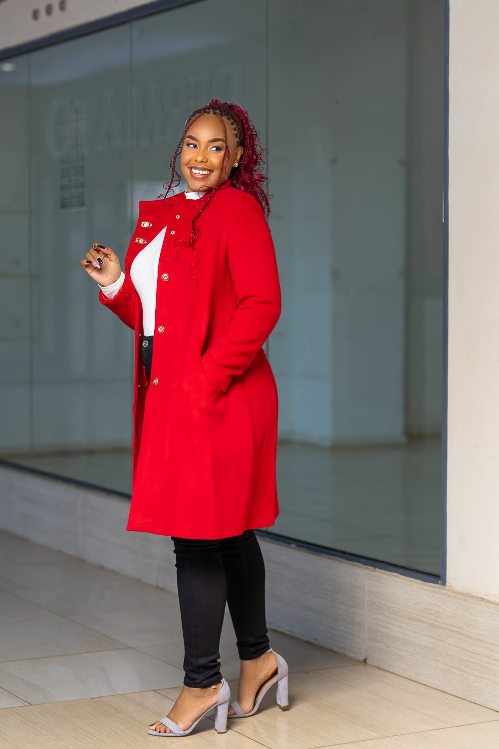 Red trench coat