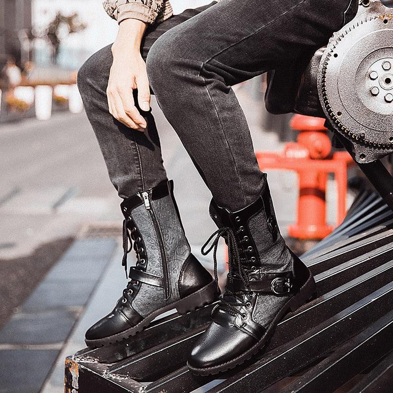 Retro Mid-Carf Punk Motorcycle Boots