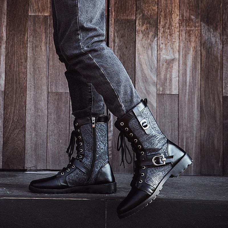 Retro Mid-Carf Punk Motorcycle Boots