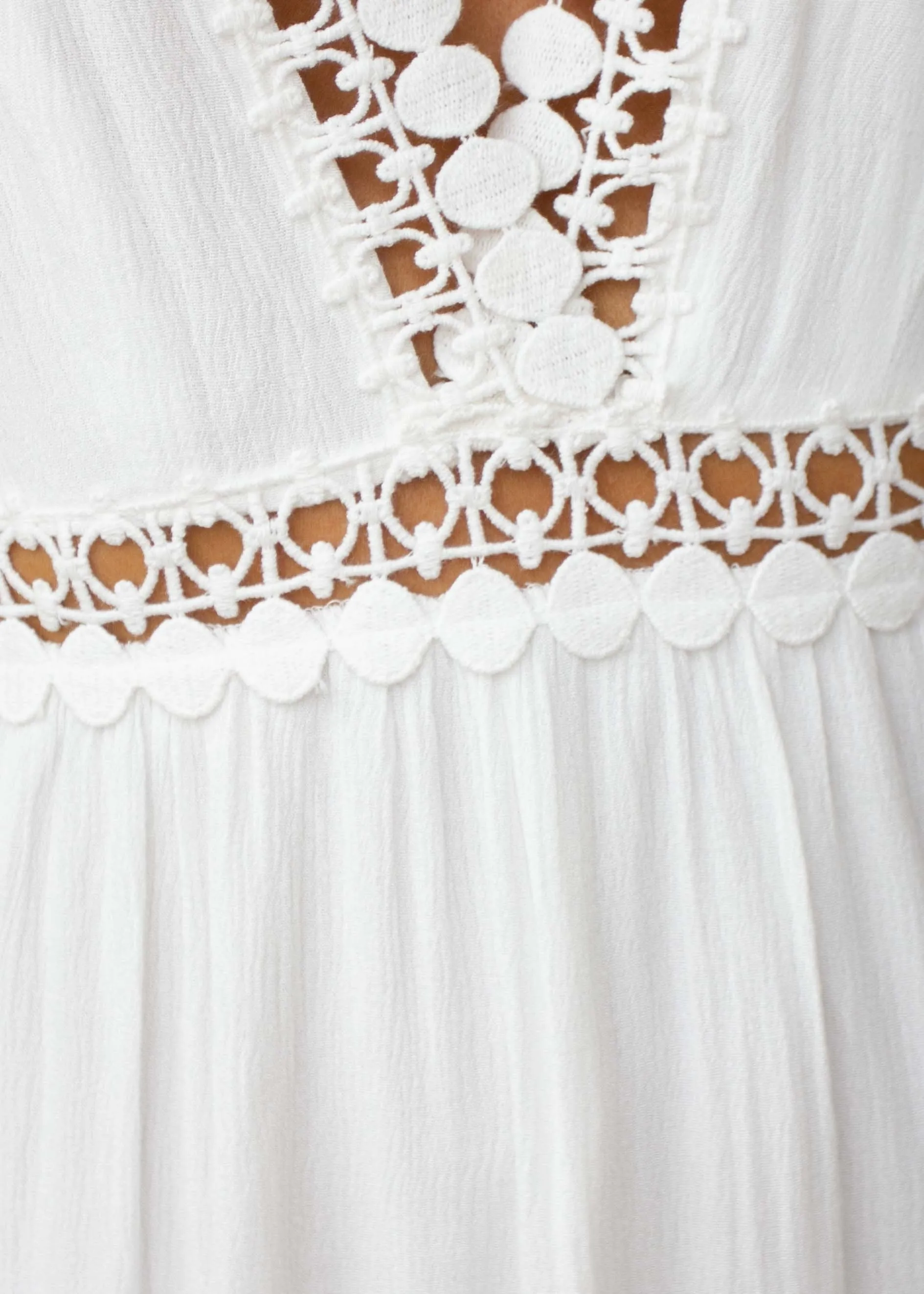 River Deep Crochet Maxi Dress - White