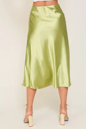 Satin Midi Flare Skirt