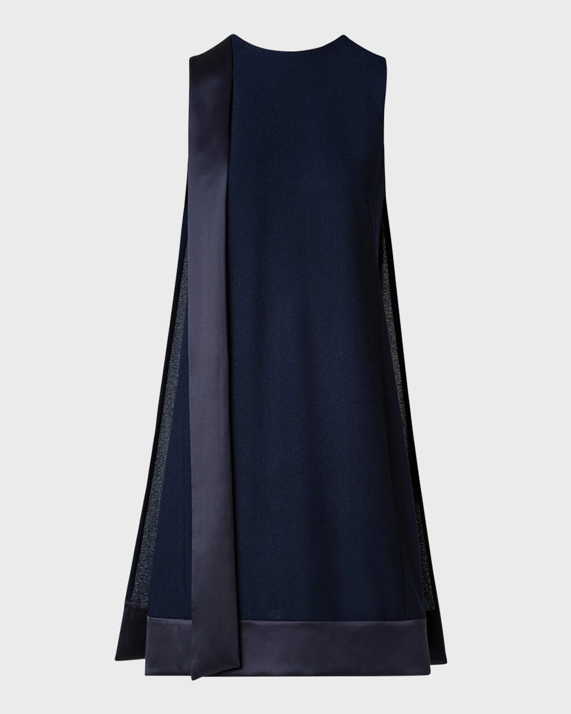 Satin Shoulder-Tie Sleeveless Shift Dress