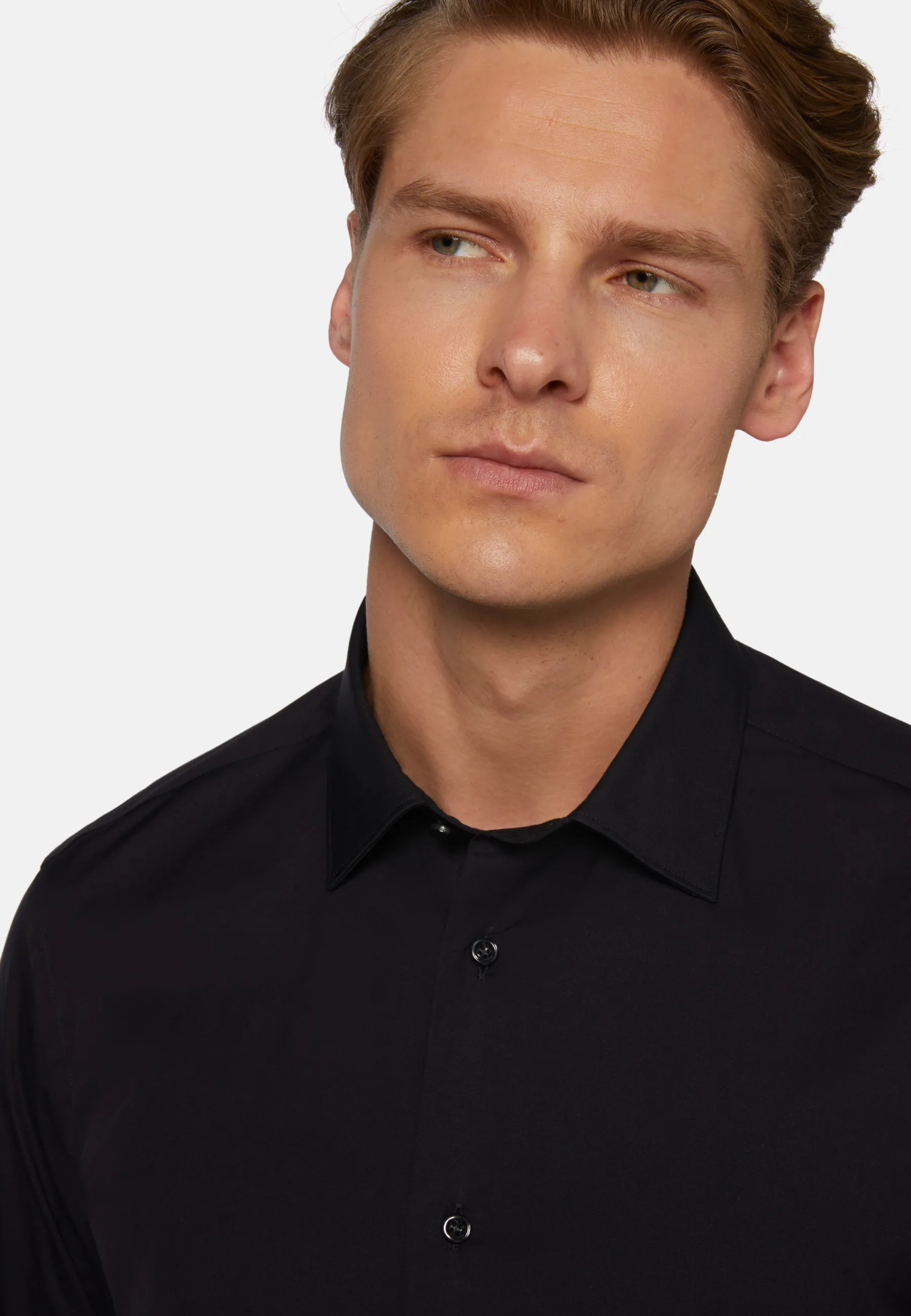 Slim Fit Navy Shirt in Stretch Cotton