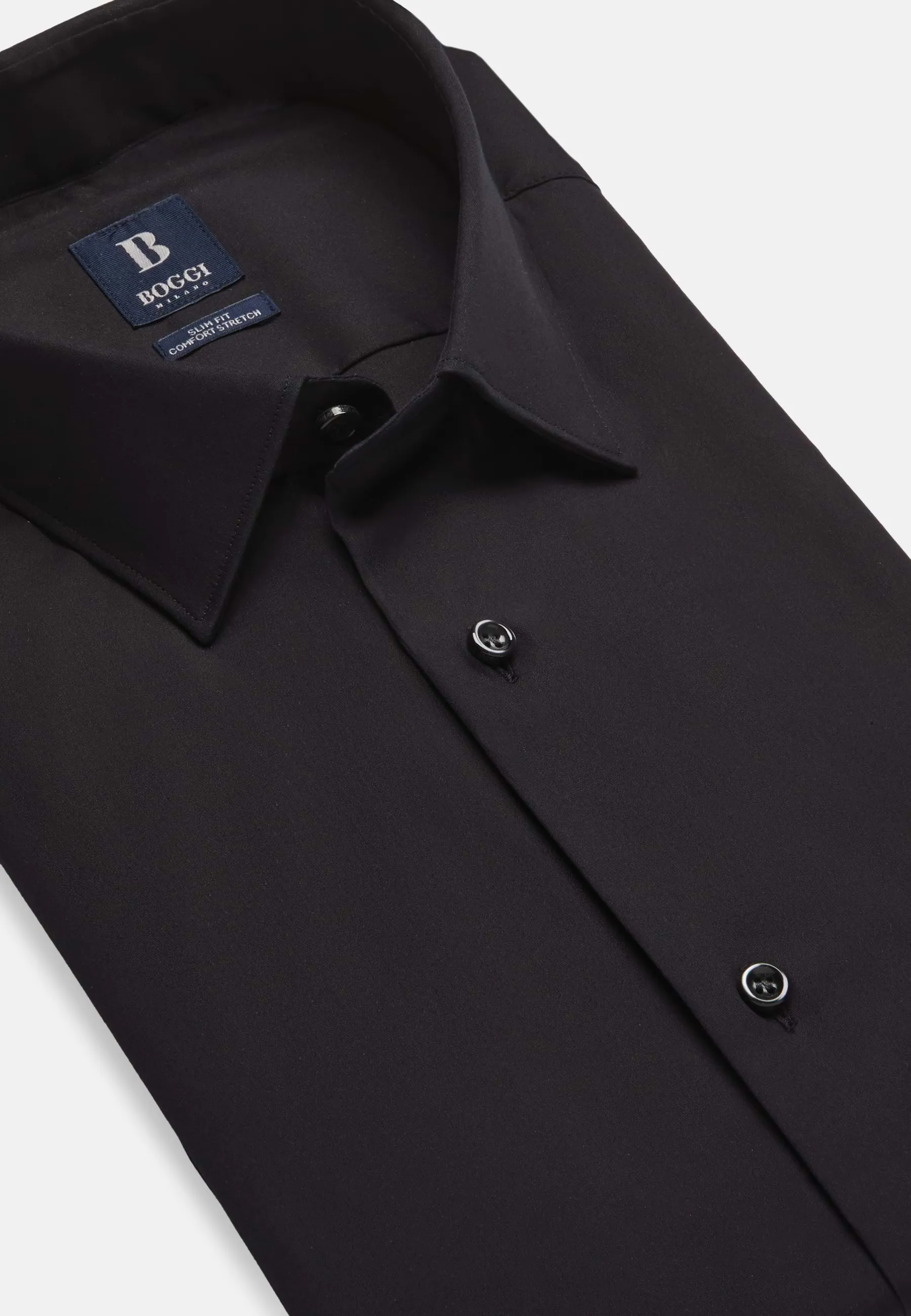 Slim Fit Navy Shirt in Stretch Cotton