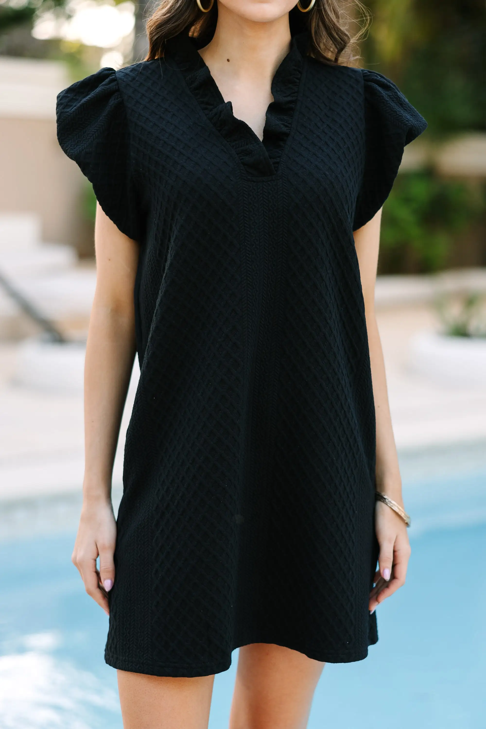 Something New Black Cable Knit Dress