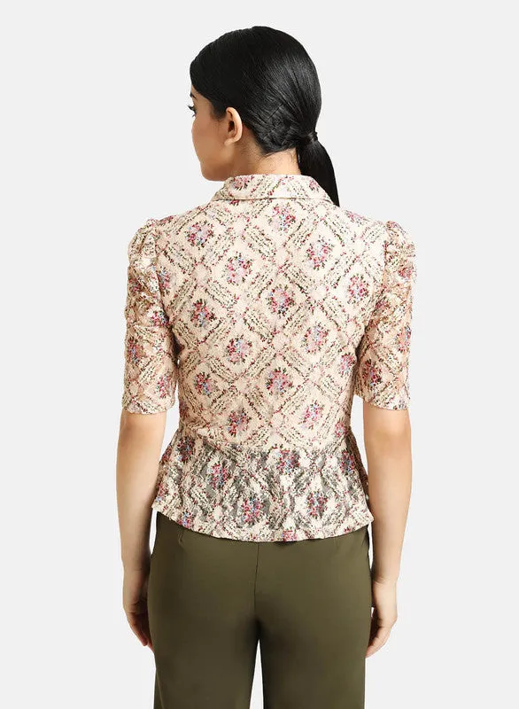 Stretch Lace Shirt With Peplum