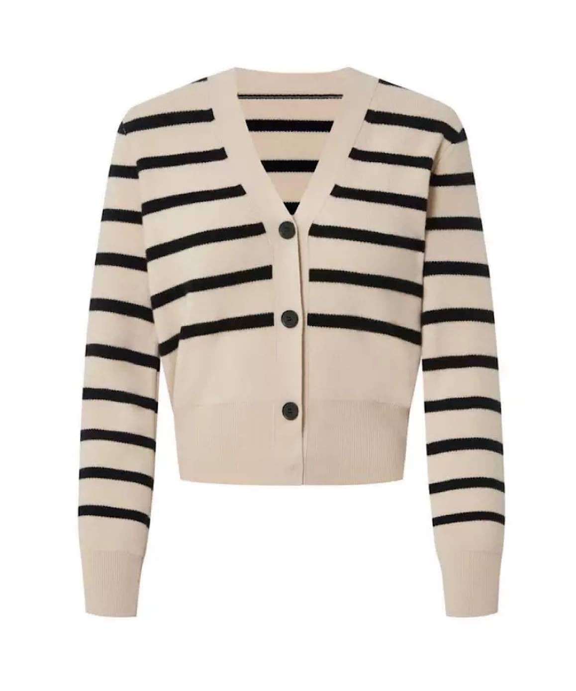 Striped Pattern Knit Cardigan In Black