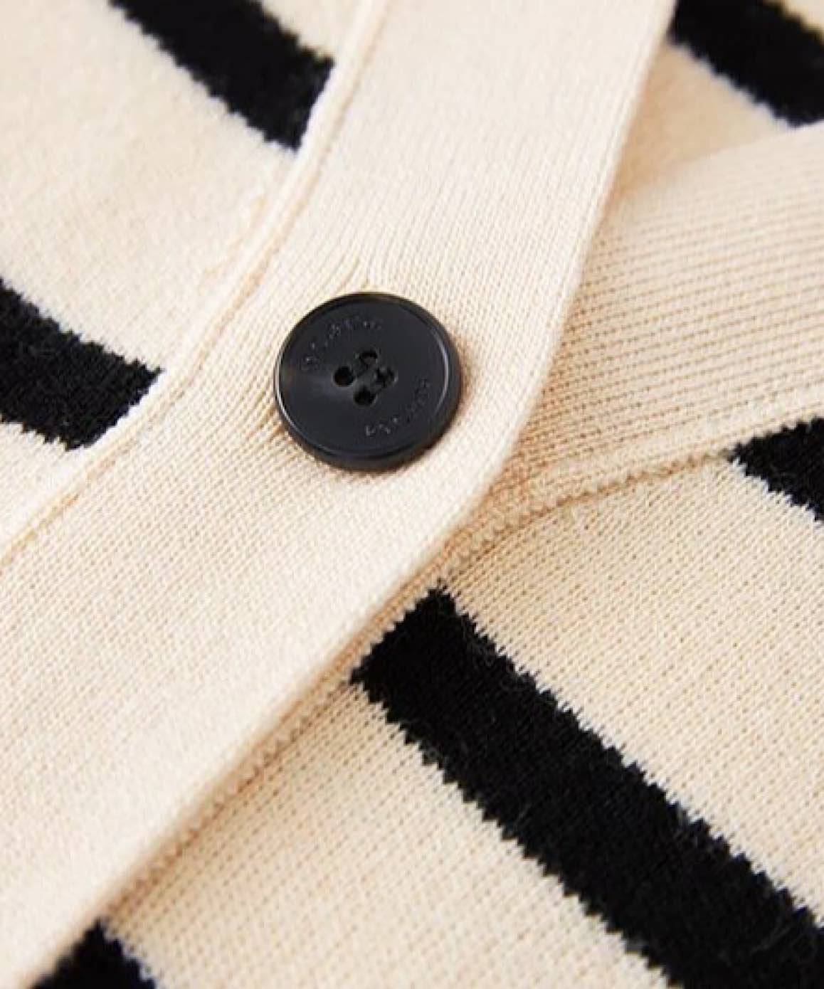 Striped Pattern Knit Cardigan In Black