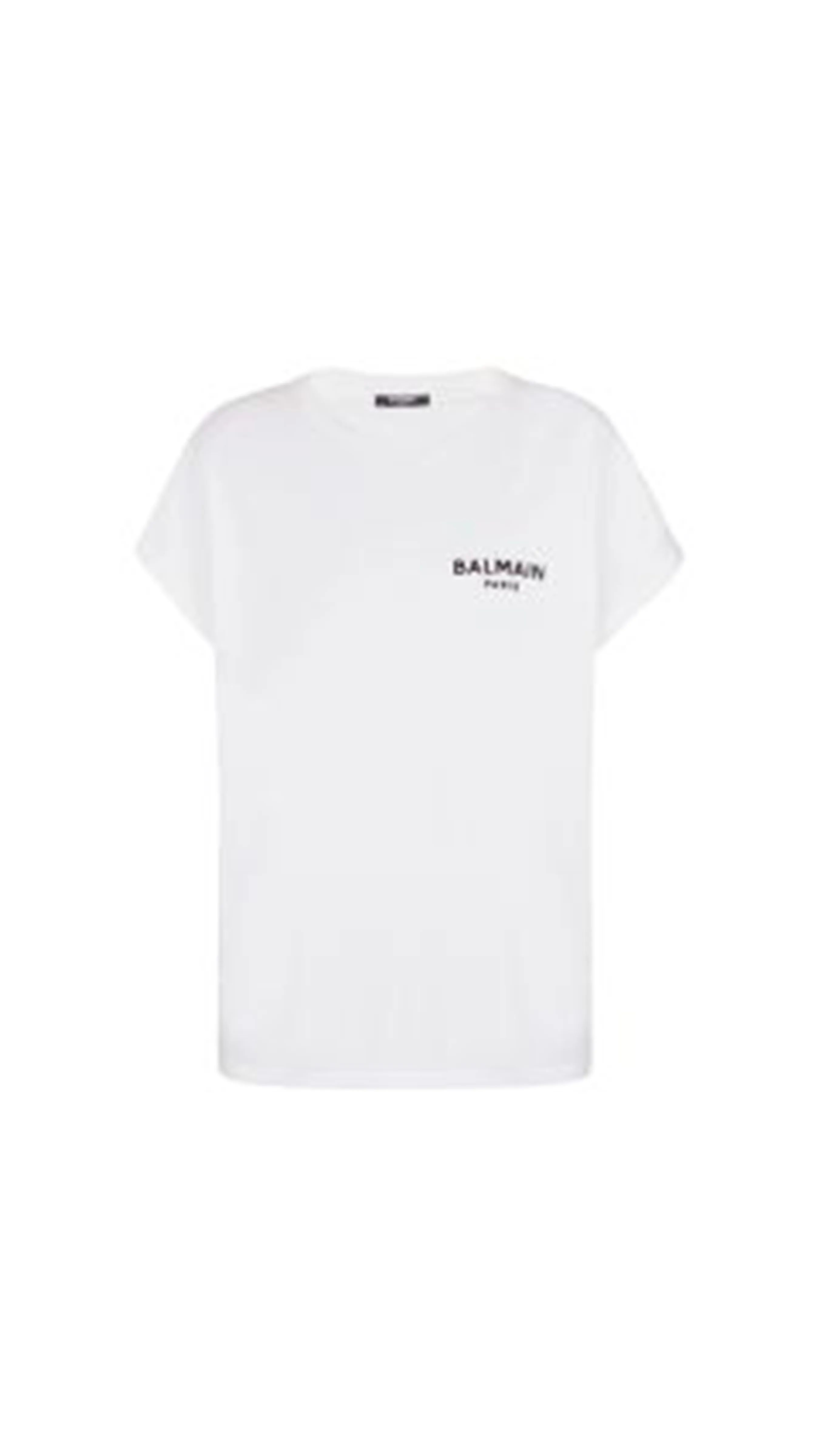 T-shirt With Flocked Balmain Logo - White