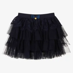 Teen Girls Navy Blue Lace & Tulle Skirt