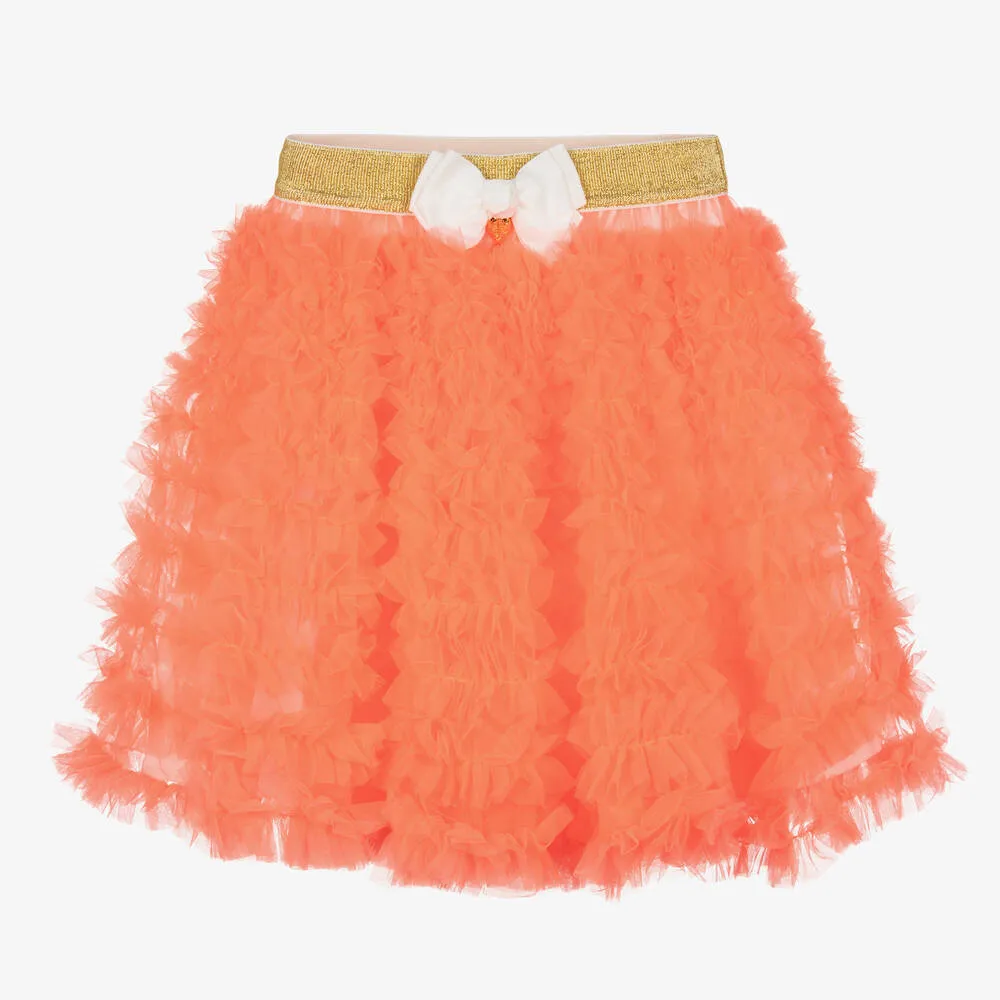 Teen Girls Neon Orange Tulle Tutu Skirt