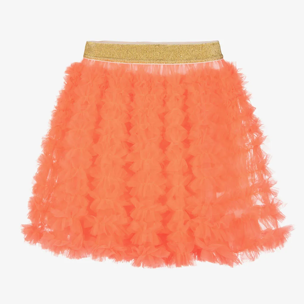 Teen Girls Neon Orange Tulle Tutu Skirt