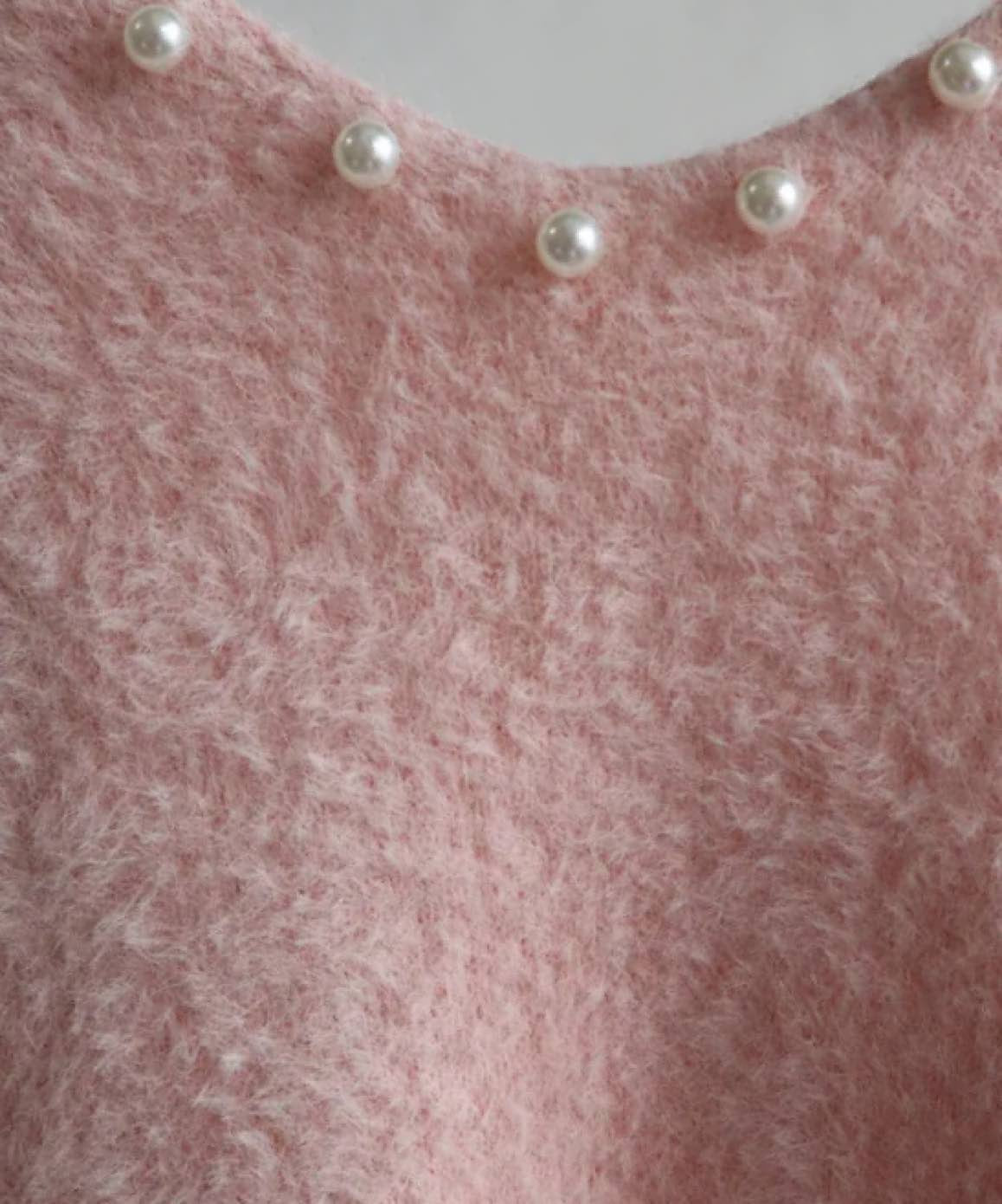 Thick Fuzzy Knitted Midi Cardigan With Pearls