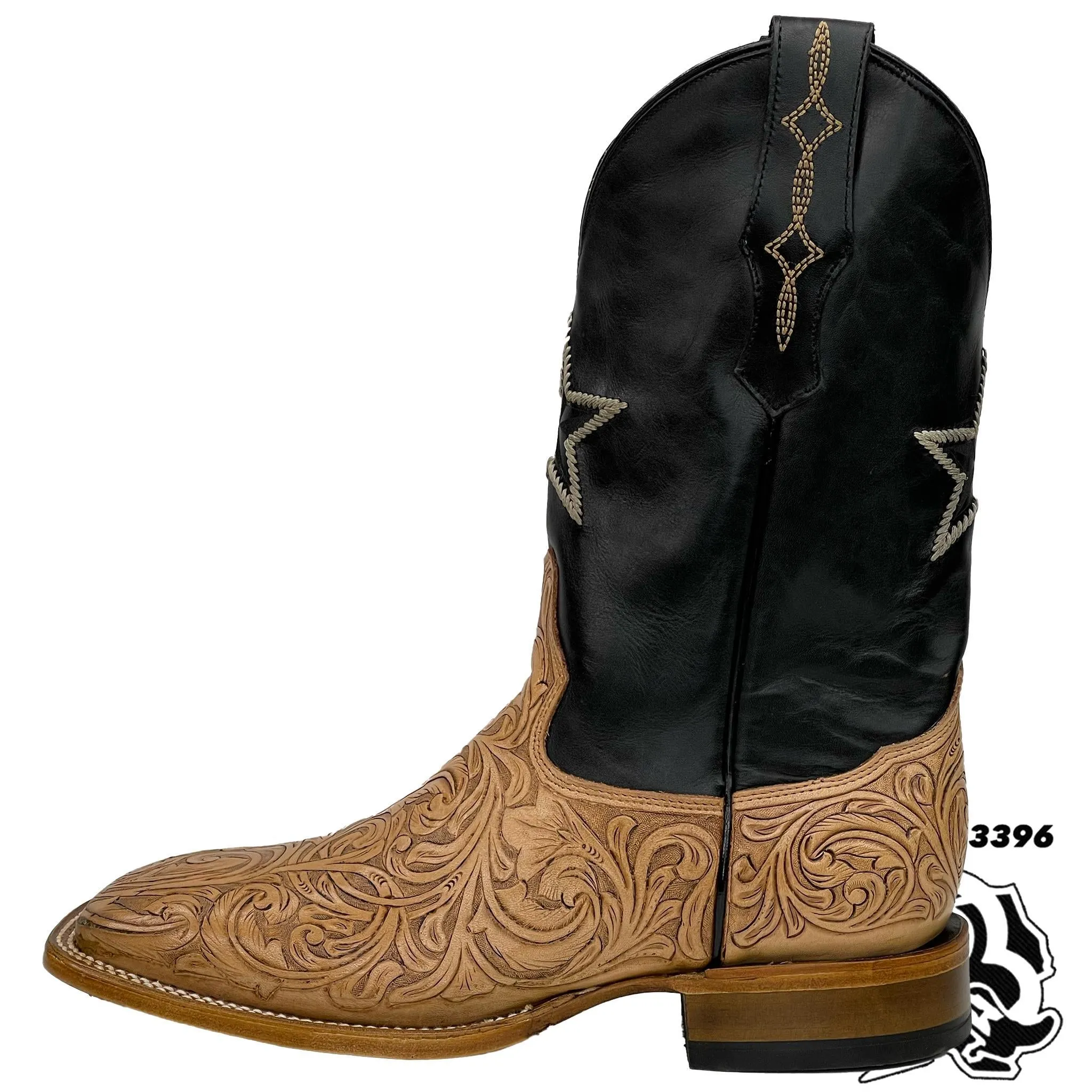 TOOLED LEATHER EDITION BOOTS | NATURAL HANDMADE SQUARE TOE MEN BOOTS