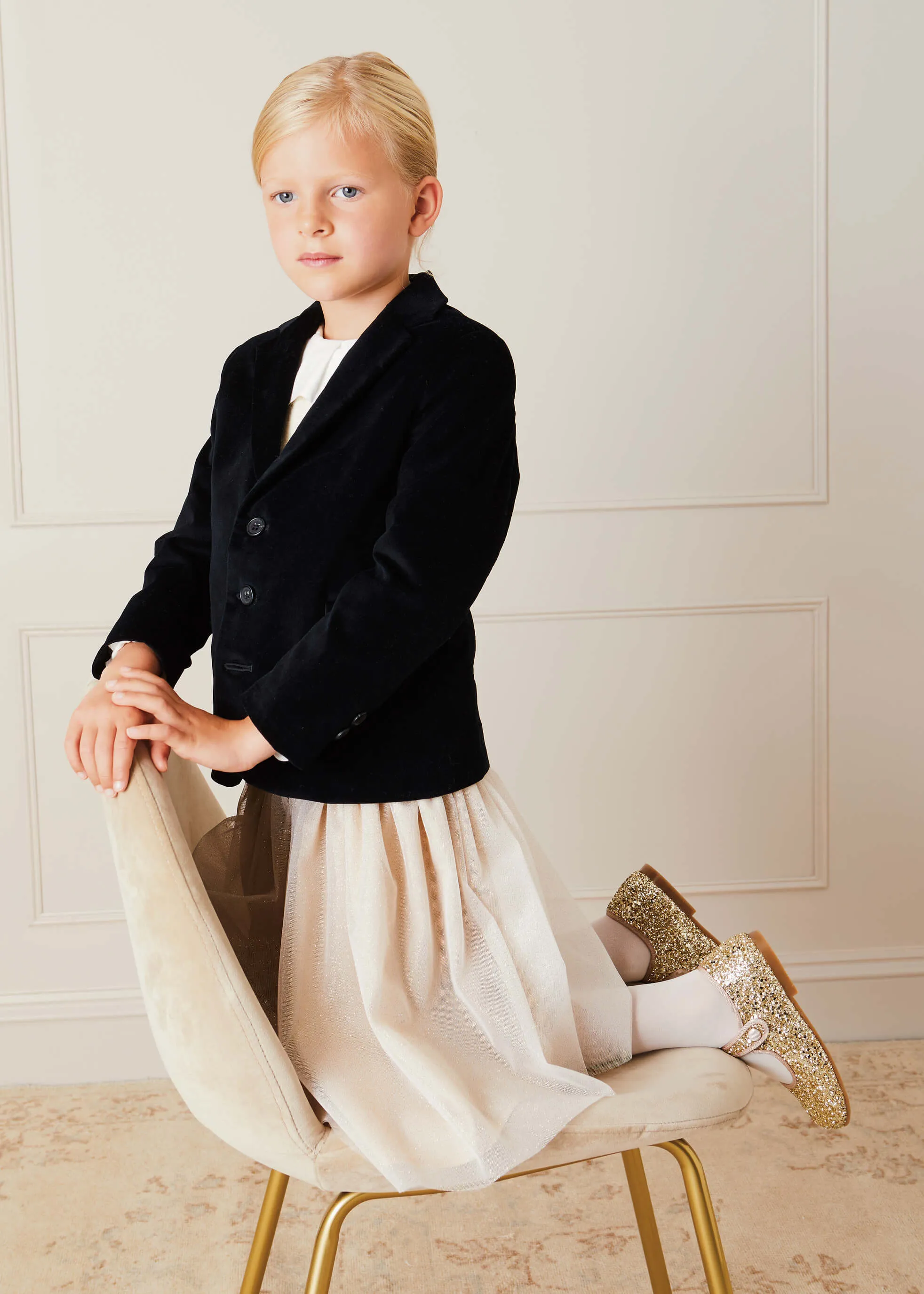 Tulle Glittery Skirt in Gold (18M-10Y)