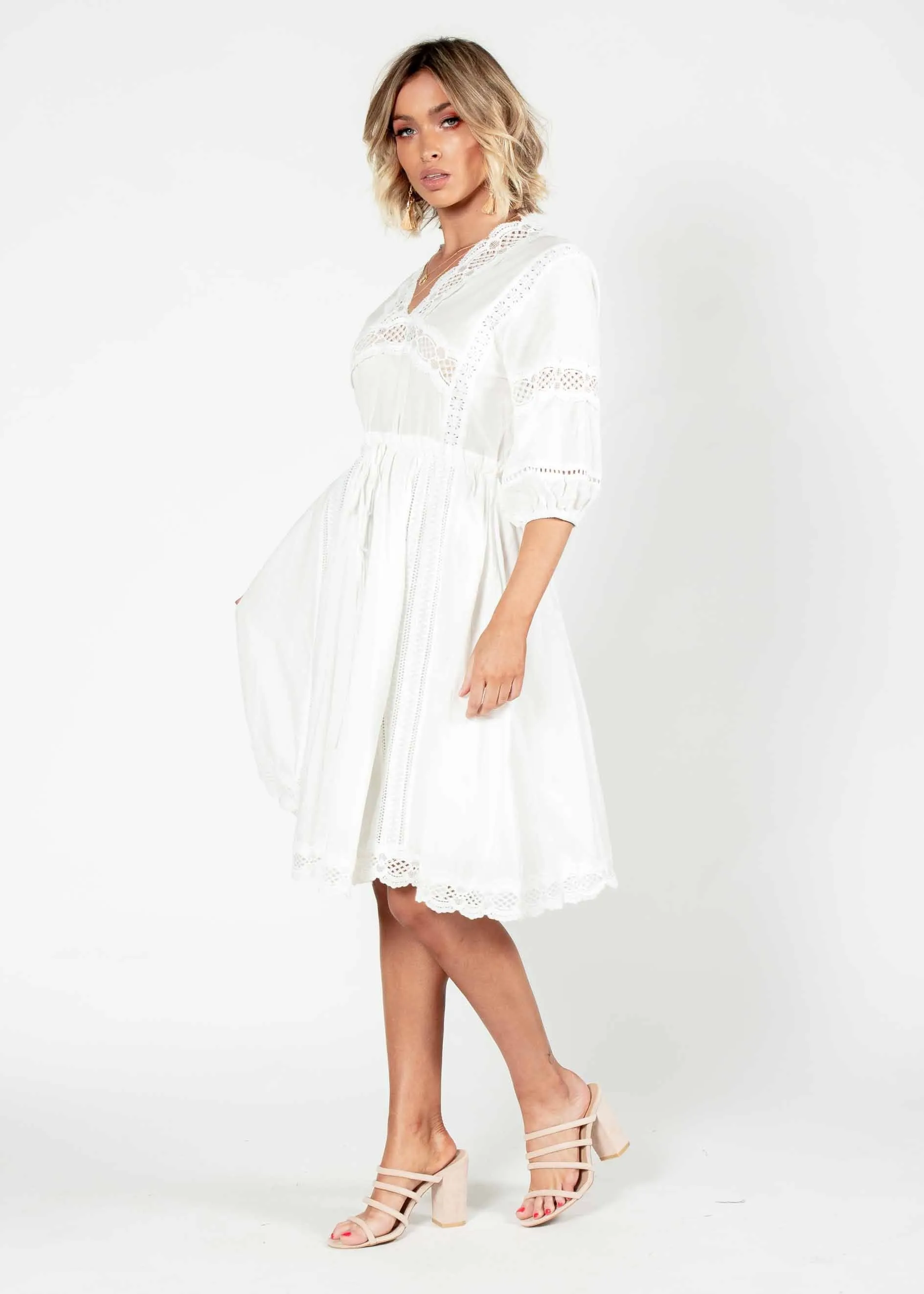 We Are Free Cotton Midi Dress - White