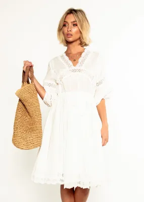 We Are Free Cotton Midi Dress - White