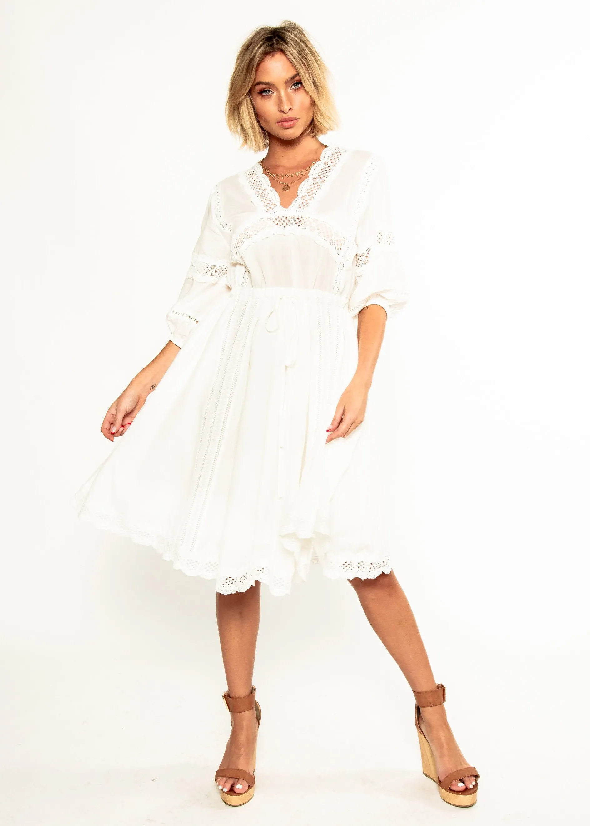 We Are Free Cotton Midi Dress - White