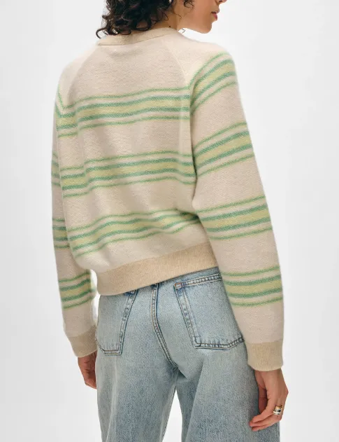 WHITE + WARREN CASHMERE BLANKET STRIPE SWEATSHIRT