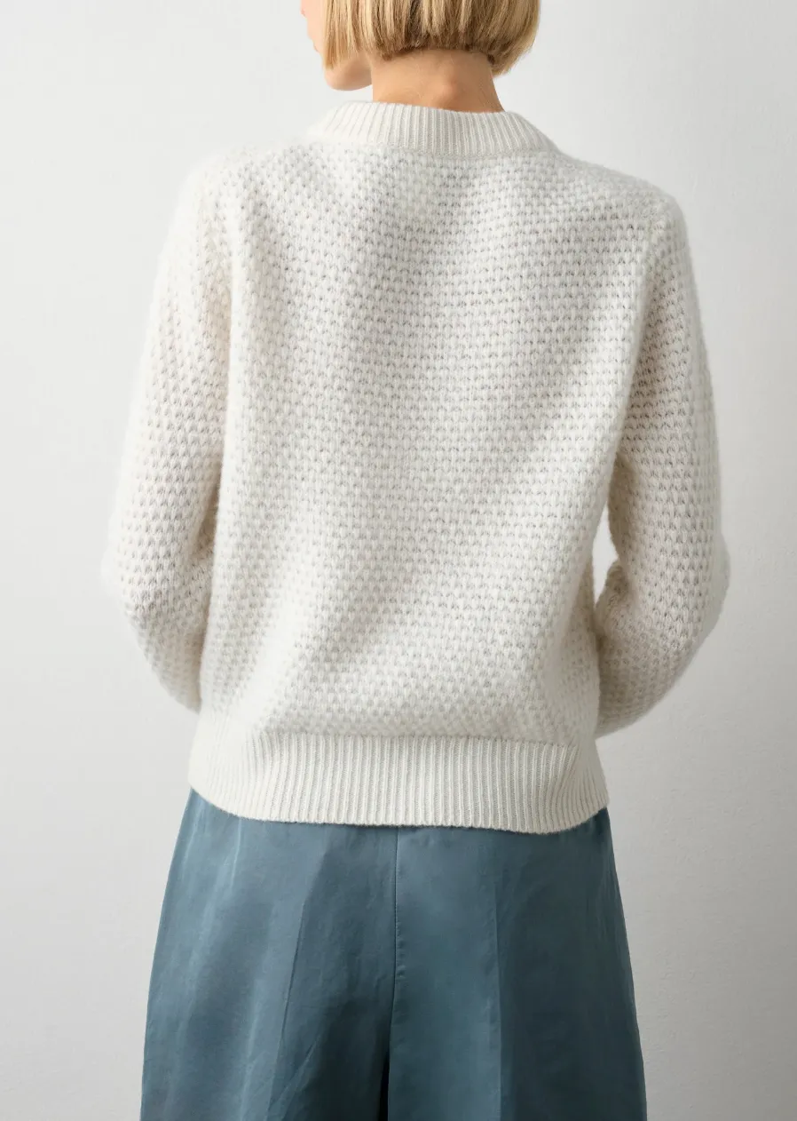 WHITE + WARREN CASHMERE TEXTURED CREWNECK