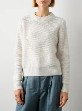 WHITE + WARREN CASHMERE TEXTURED CREWNECK