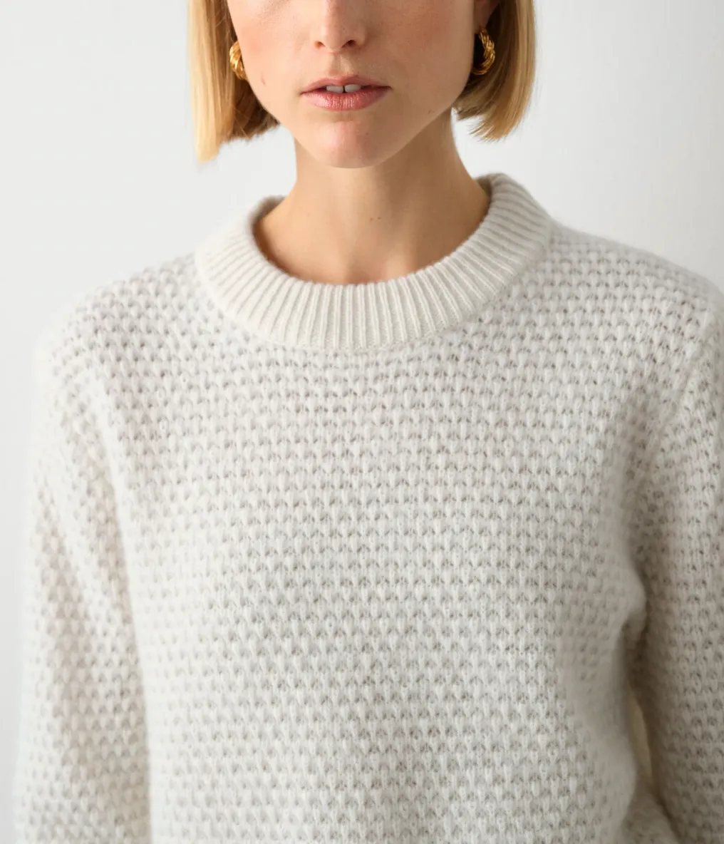 WHITE + WARREN CASHMERE TEXTURED CREWNECK